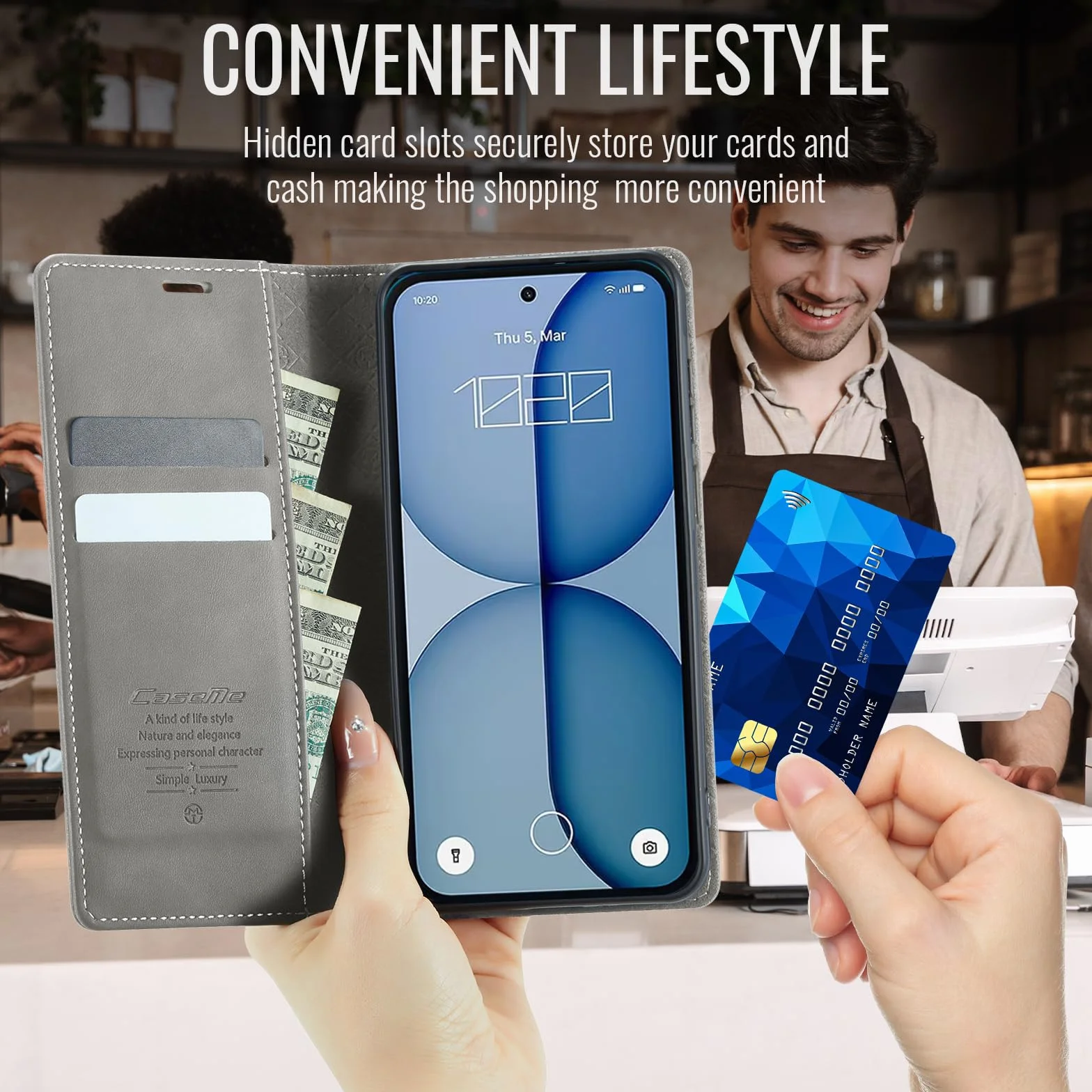 Etui na telefon komórkowy Nothing Phone (4a) Premium PU etui z klapką ze skóry RFID, składane, kieszeń na karty, funkcja stojaka, etui Nothing Phone (4a) - szare