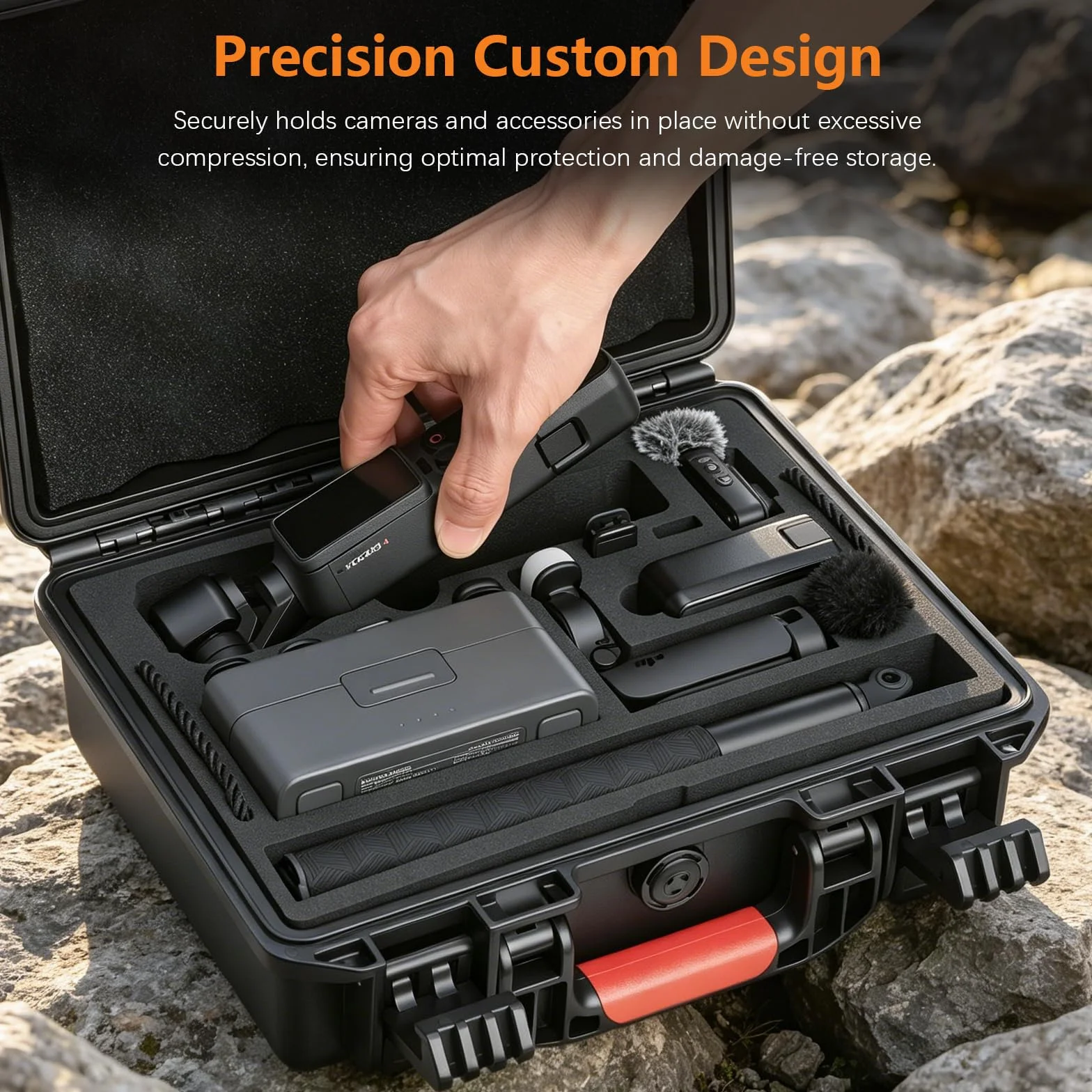 AMAZEAR Wodoszczelna walizka do DJI Osmo Pocket 4, akcesoria i aparat, etui ochronne o twardej obudowie, zaprojektowane specjalnie do Osmo Pocket4 Diving Combo Kit, z paskiem na rękę i karabińczykiem
