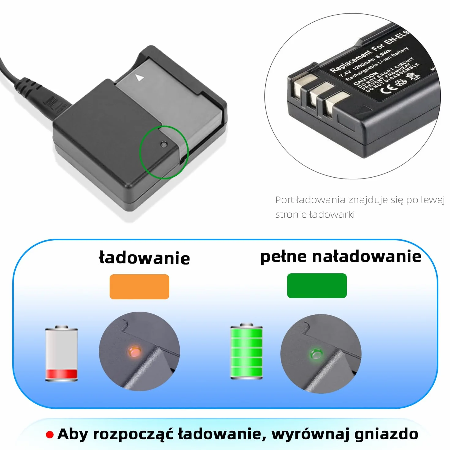 Ładowarka Akumulatorów MH-23 EN-EL9 EN-EL9a Kompatybilna Z D40 D40X D60 D3000 D5000 D8000