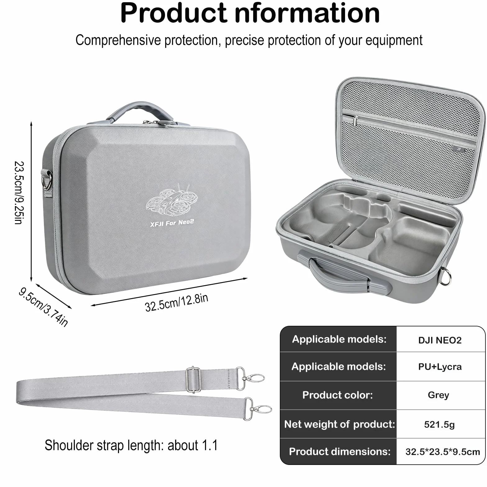 Etui na DJI Neo 2 Torba, Etui PU Przenośne na DJI Neo 2 Fly More Combo Akcesoria, dla Kontrolera RC-N3/Baterii Neo2, do Przechowywania/Ochrony Drona