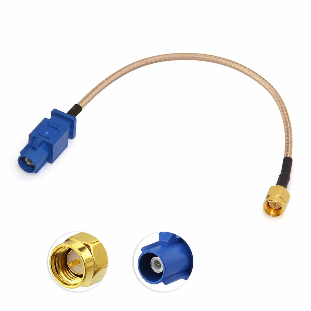 Bingfu Kabel adaptera anteny GPS do pojazdu SMA męski na Fakra C męski niebieski koncentryczny kabel pigtail 15 cm 6 cali do pojazdów ciężarowych SUV-ów samochodowych radioodtwarzacza stereo nawigacji