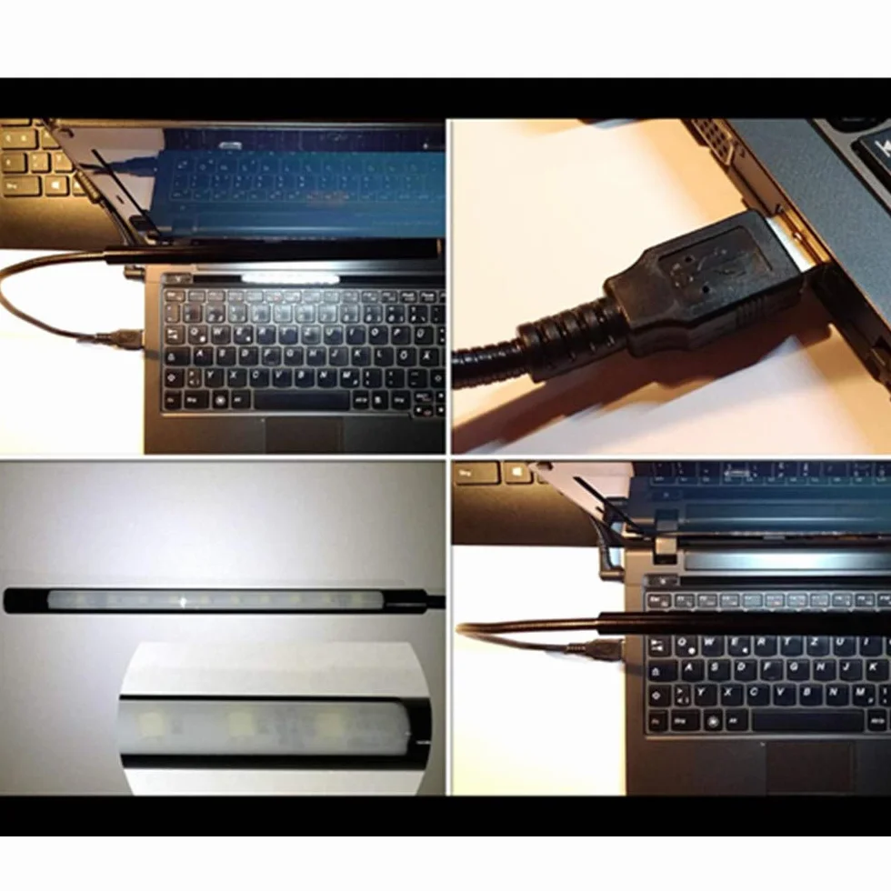 Eleidgs Lampa LED USB 10 LED ściemniana dotykowa przenośna elastyczna szyjka czarna