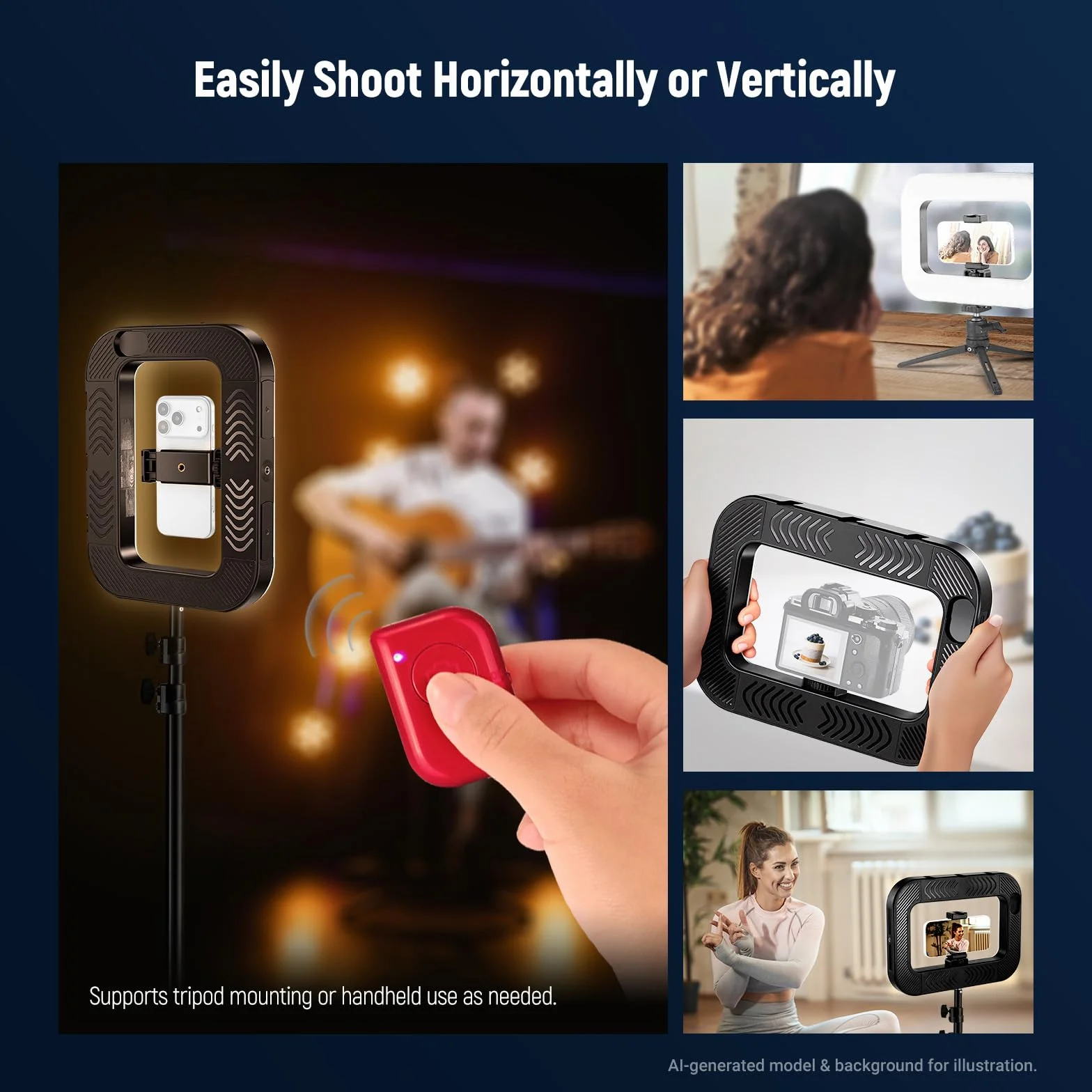 NEEWER Entry Level Version telefon komórkowy Video Rig ze światłem do selfie, stabilizator dłoni z dwukolorowym światłem pierścieniowym LED 20 W, 3 stopki błyskowe/akumulator 5200 mAh / CRI80+ do