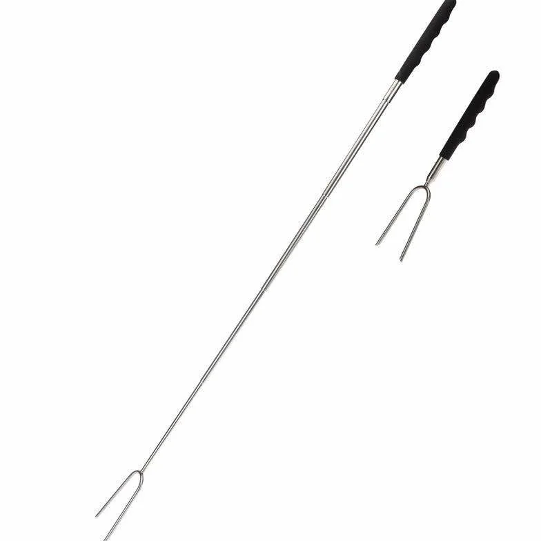 Widelec ogniskowy, teleskopowy szpikulec do kiełbasy, szpikulec do grillowania z uchwytem teleskopowym, 24,5-86 cm