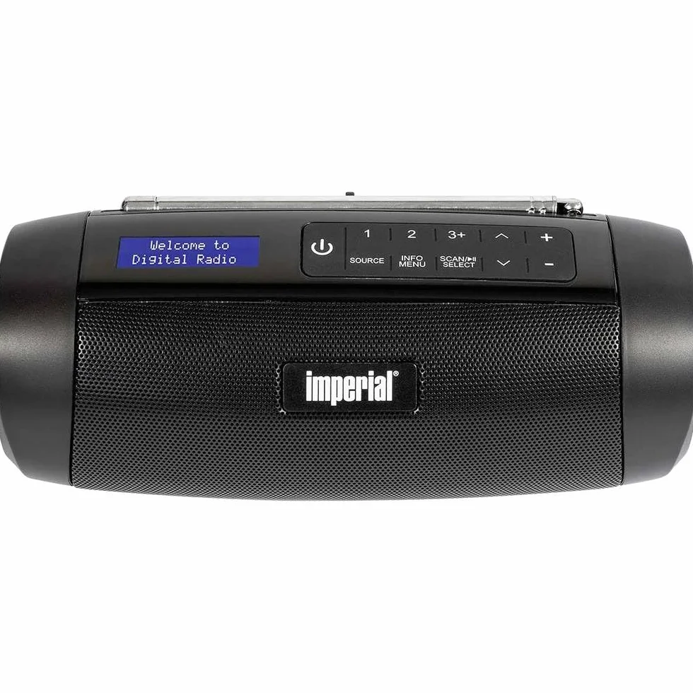 IMPERIAL DABMAN GO przenośny głośnik Bluetooth z radiem (DAB+/UKW, akumulator, 8 godzin odtwarzania, wodoszczelność IPX5, 5 W) – czarny