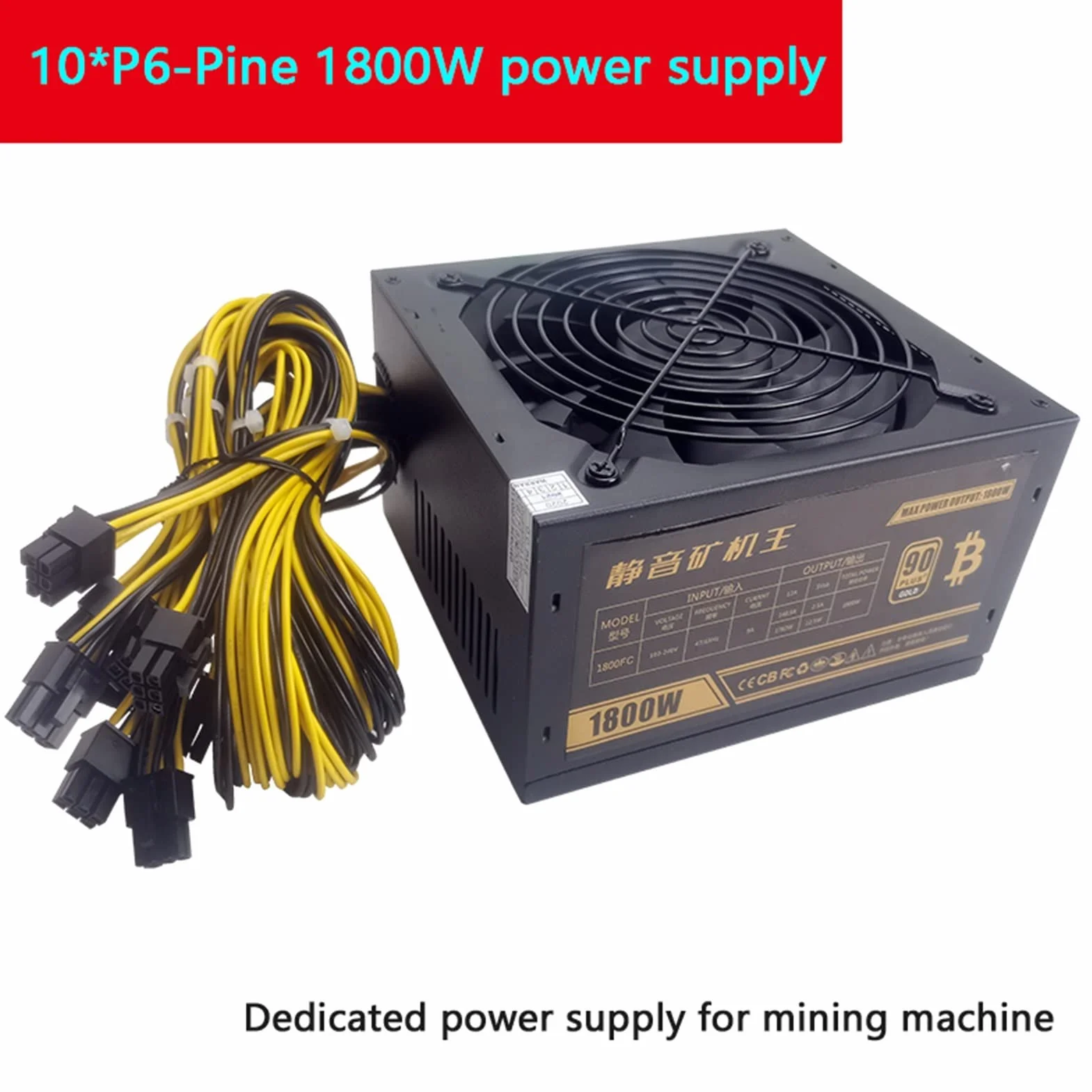 1800 W 2000 W Bitcoin Mining PSU zasilacz PC komputer platforma górnicza 8 GPU ATX Ethereum Coin 12v 6pin zasilacz