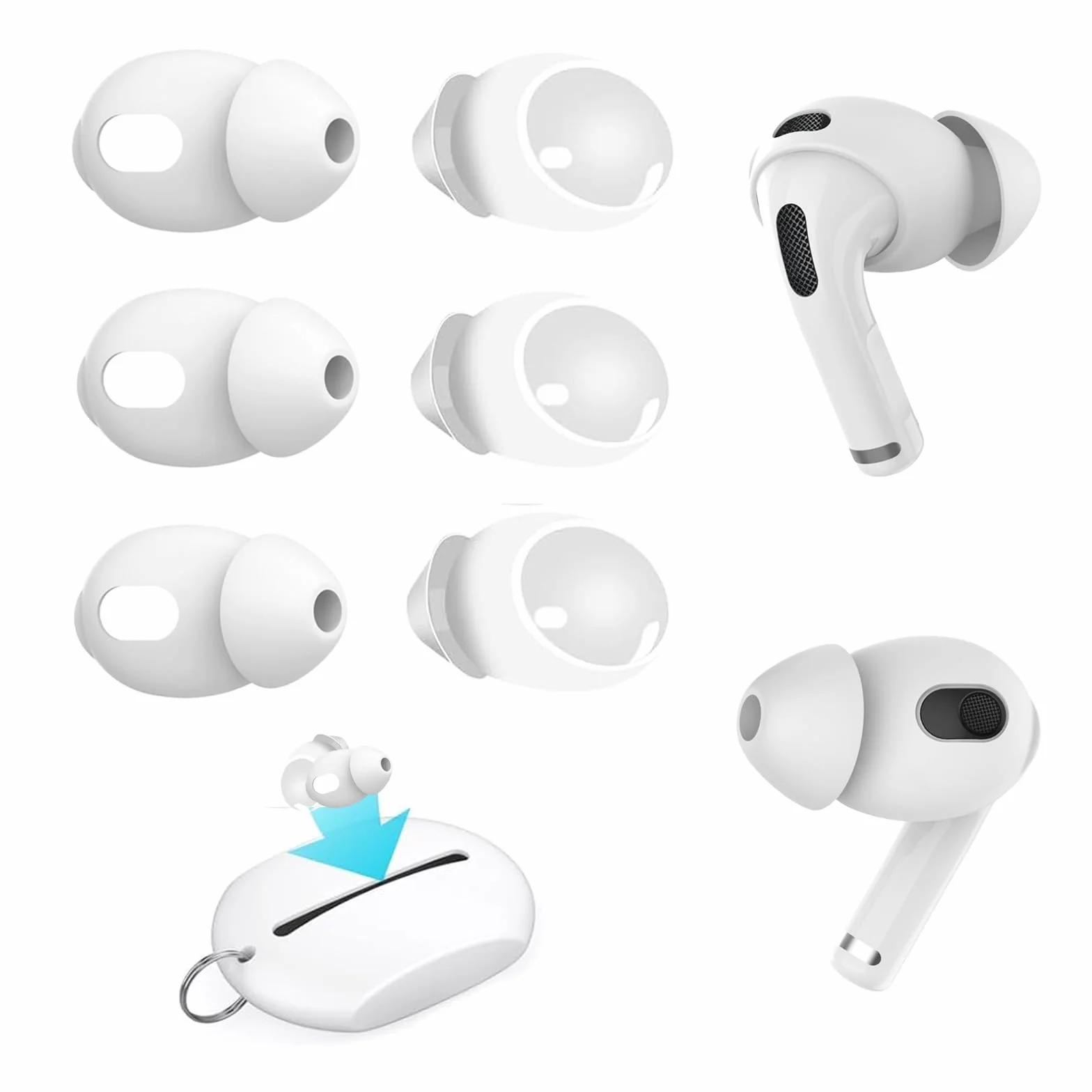 Adhiper 3 pary zamiennych silikonowych zatyczek do słuchawek AirPods 4 [nie pasują do etui ładującego], ultra cienkie, antypoślizgowe wzornictwo z torbą do przechowywania (białe)