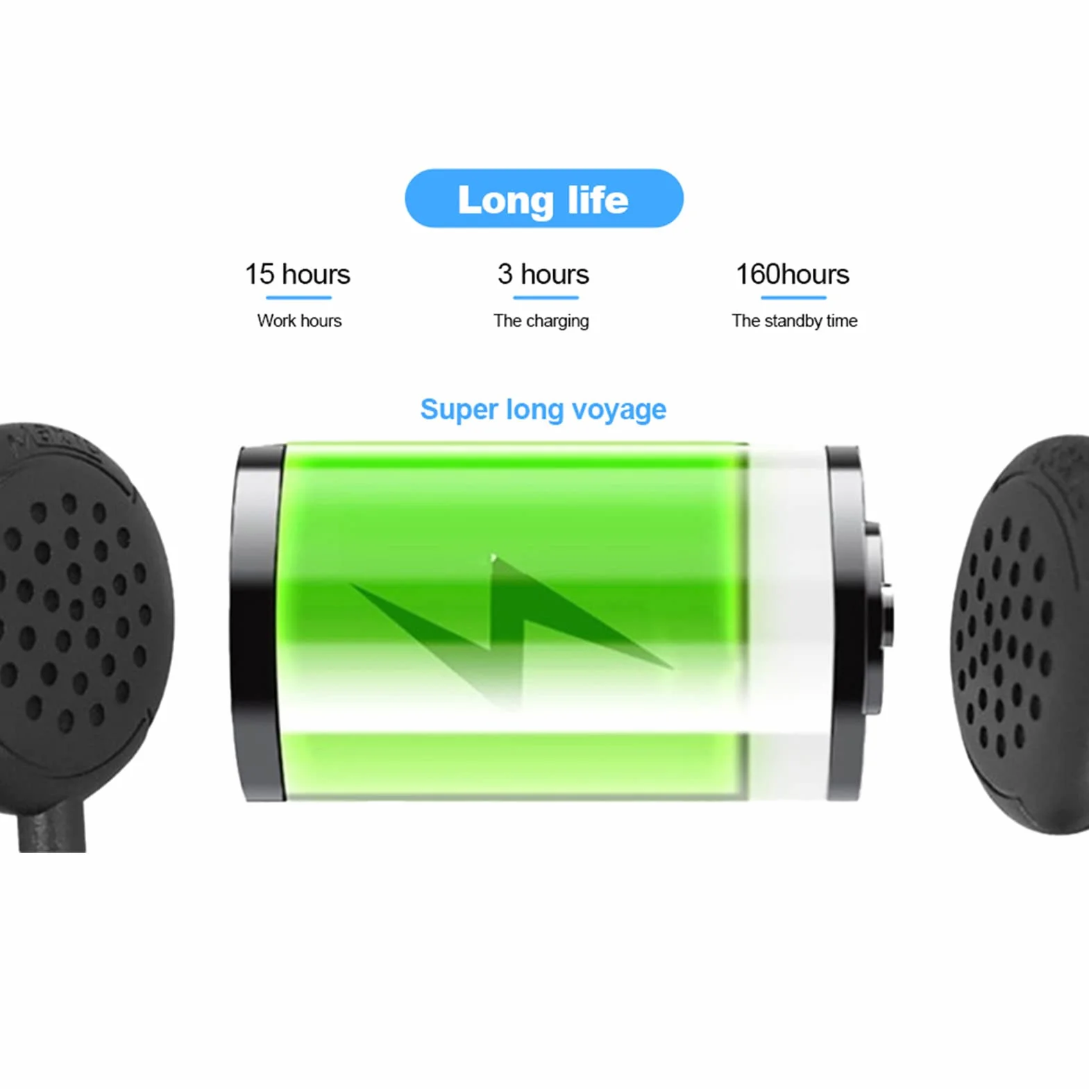 Ejoyous Zestaw słuchawkowy Bluetooth do kasku motocyklowego, słuchawki do kasku motocyklowego, Hi-Fi, bezprzewodowe, czarne