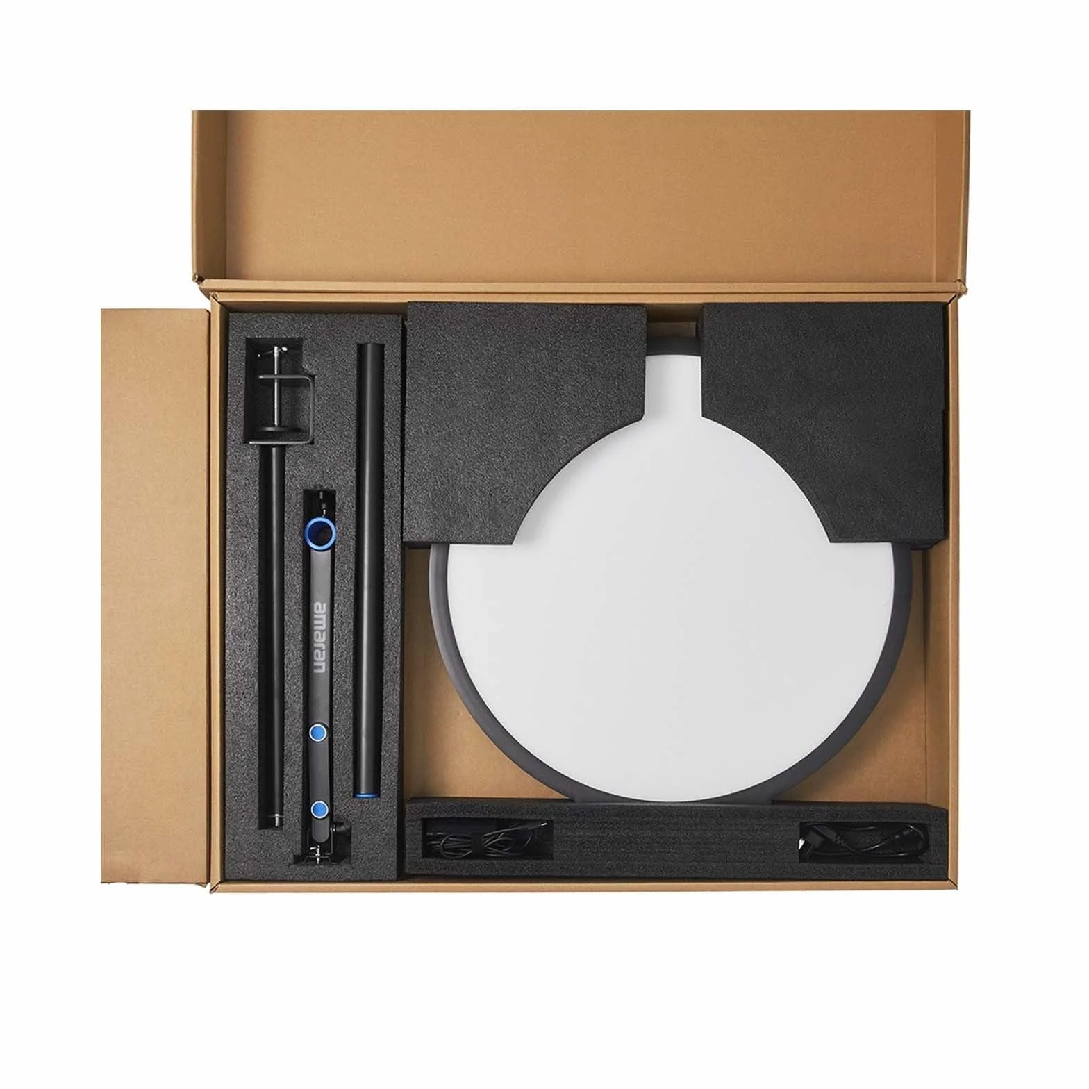 Amaran Verge Max Kit 22" światło na klucze ze stojakiem / regulowanym ramieniem do strumieniowego przesyłania, 60 W, dwukolorowe, 2700-6500 K, pierścień świetlny na biurko do nagrywania wideo, gier