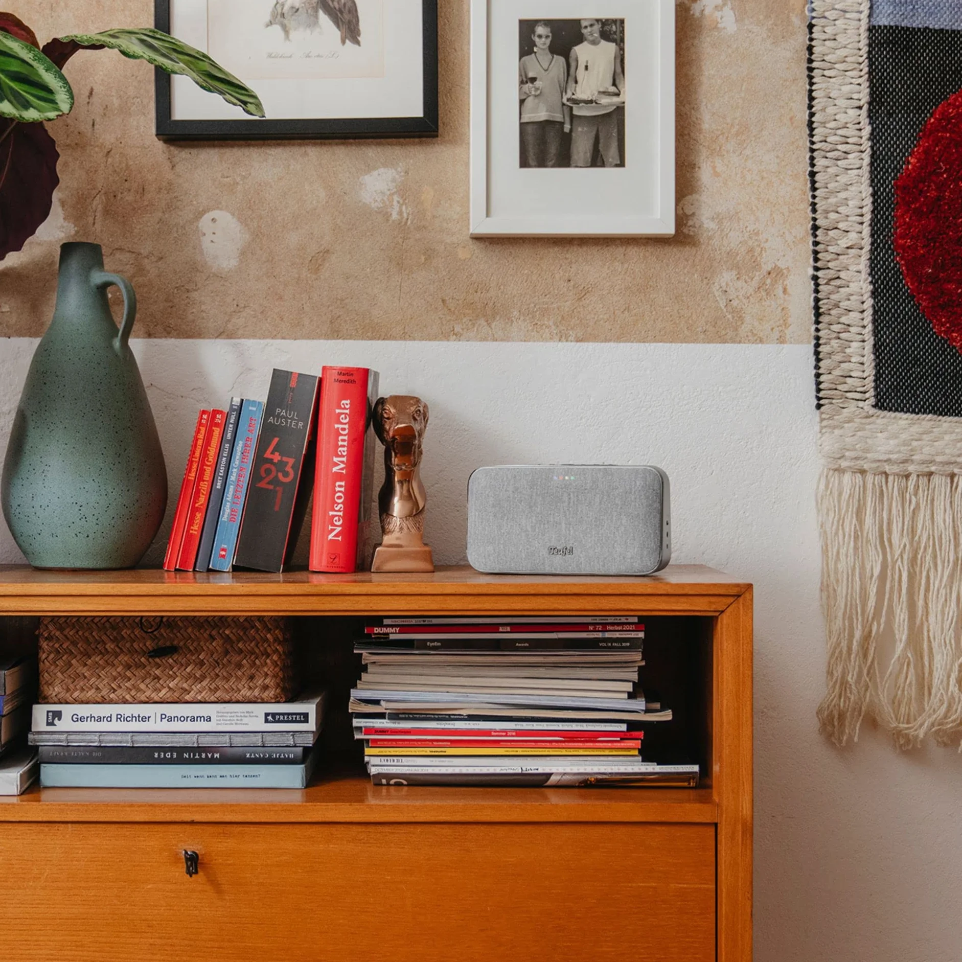 Bezprzewodowy głośnik Bluetooth Teufel MOTIV® GO Voice - przenośny głośnik Bluetooth z długim czasem pracy na baterii (16 h) i obsługą głosową WLAN, Google Assistant, Chromecast B - srebrny