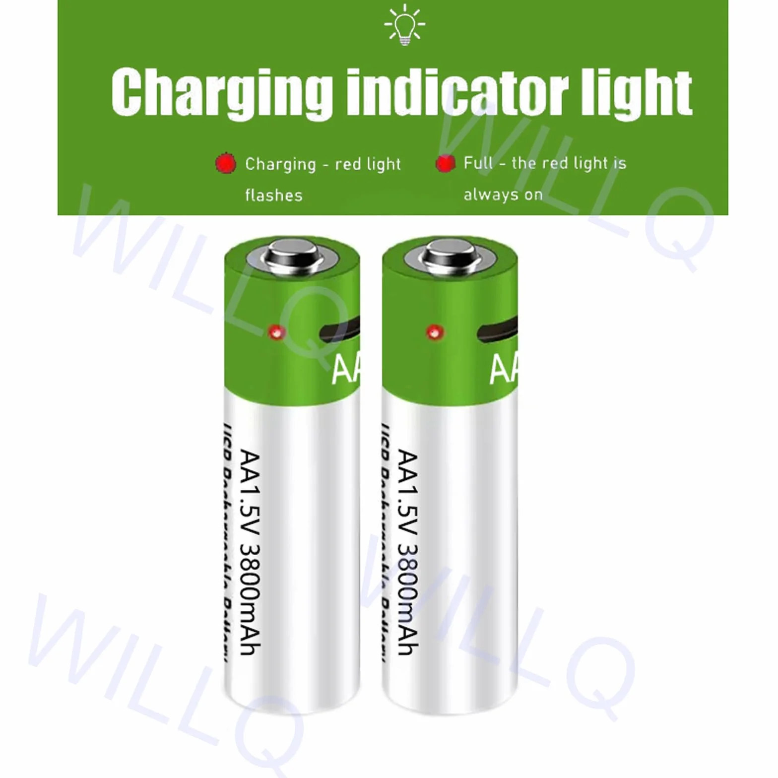 Akumulatory litowe AA 1,5V USB 5700mWh (3800mAh) Podwójny akumulator litowo A 1,5V z kablem USB ładowania Zestaw akumulatorów z szybkim ładowaniem w ciągu 1 godziny