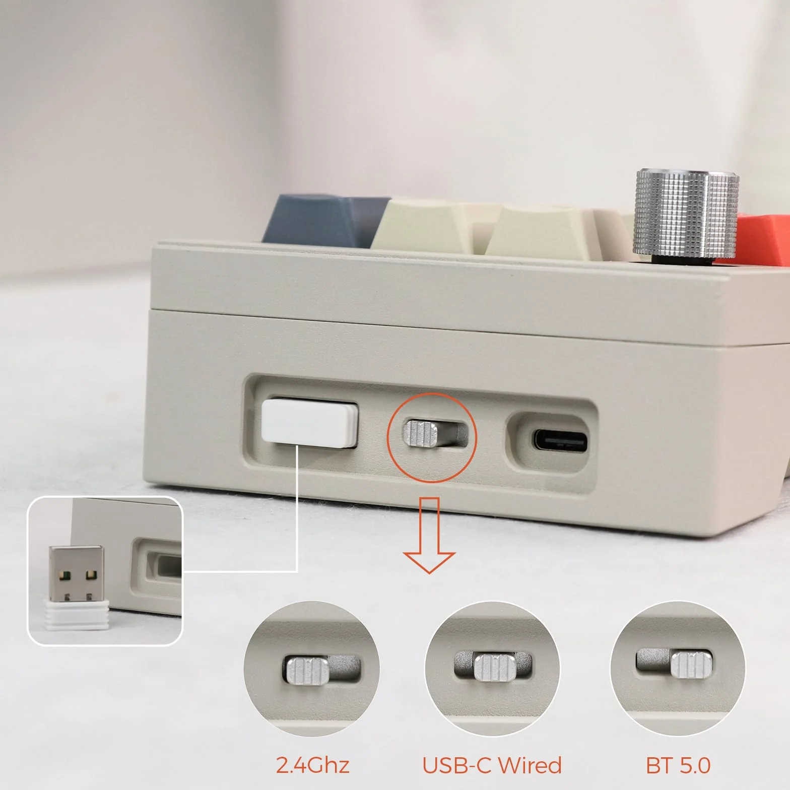 EPOMAKER CIDOO V21 Via programowalna klawiatura numeryczna, BT 5.0/2.4ghz/przewodowa hot-swap z tarczą ze stopu aluminium, bateria 1000 mAh, piankowy poron do e-sportu Mac Win