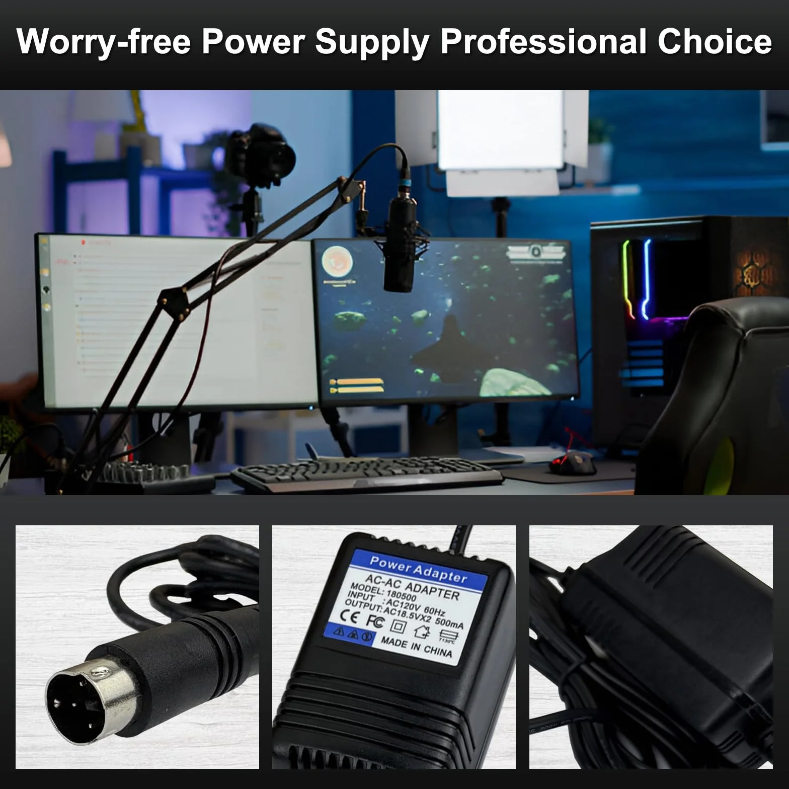 Zamienny zasilacz AC - Zasilacz 18,5 V do Behringer Xenyx (502,802,1002), UB1002, Q502USB, QX1202USB, Q1002USB, PSV3UL, MXVL3, MX602A, miksery