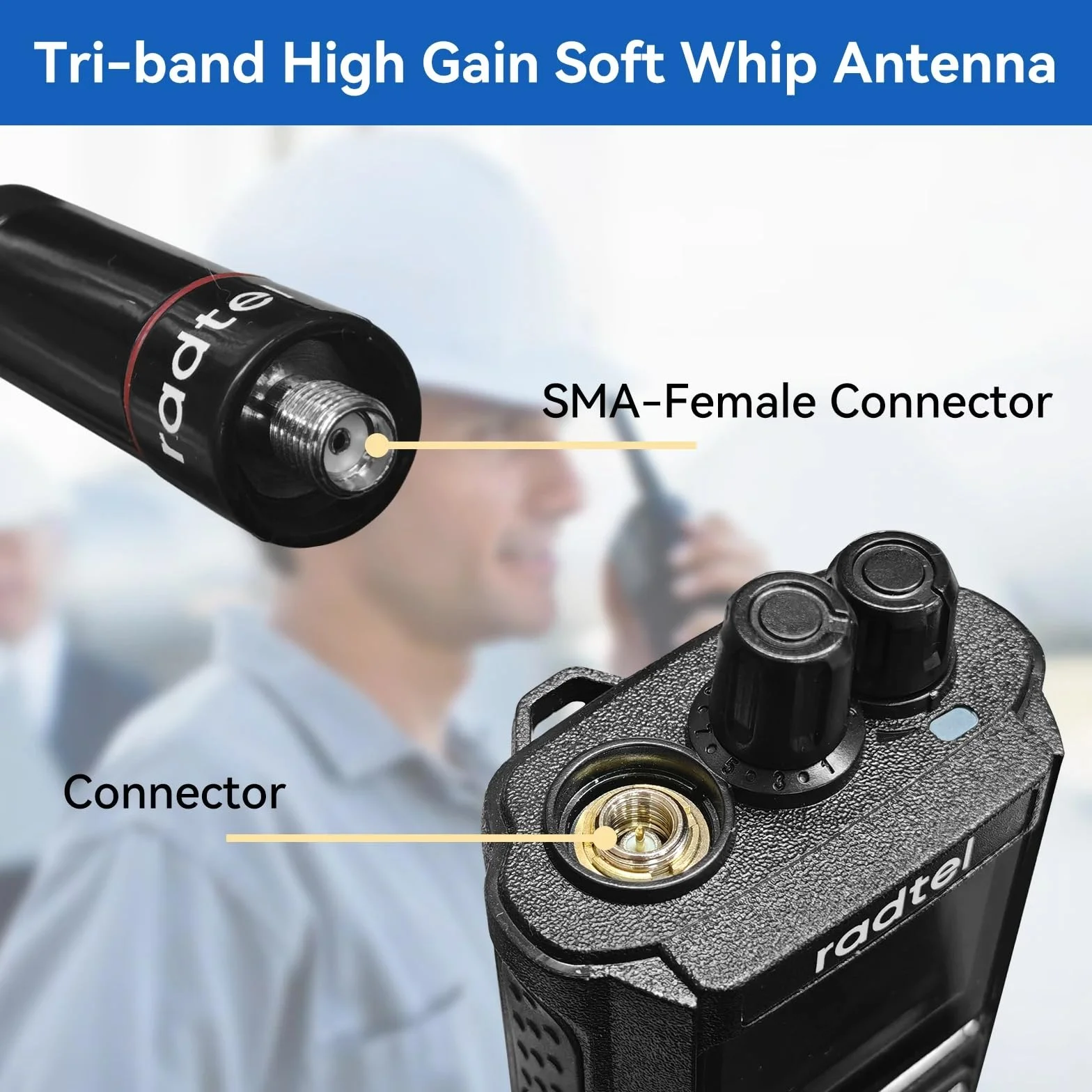 Radtel SMA - żeńska antena lotnicza/taktyczna/trójpasmowa kompatybilna z Baofeng Kenwood radtel RT-490 RT-890 RT-590 RT-470 RT-470X i innymi (trójpasmowa antena elastyczna