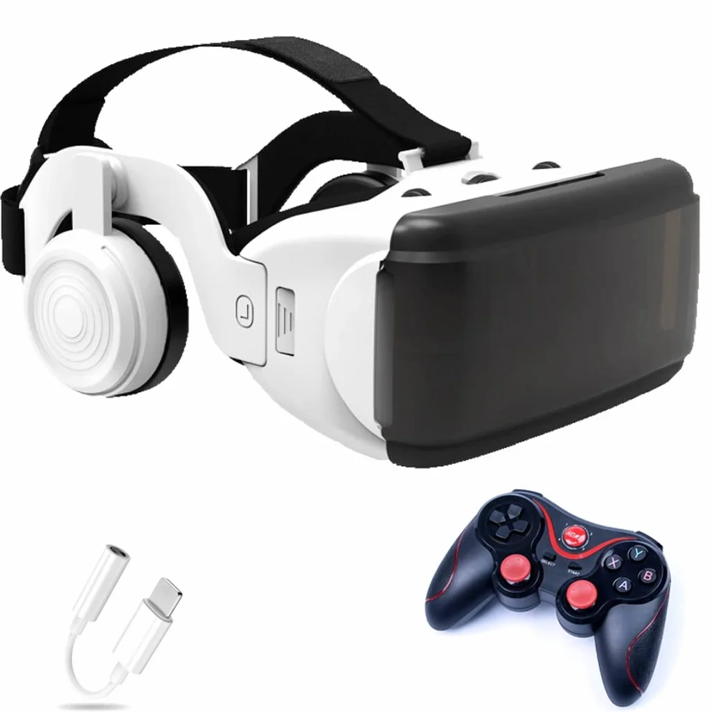 Okulary 3D, Virtual Reality, zestaw słuchawkowy, ochrona oczu, okulary VR do filmów 3D i gier, kontroler Bluetooth do iPhone 13 Pro Max/13 Pro/13/12/11, do Samsung Galaxy S21, Huawei, X. iaomi-Seria nie