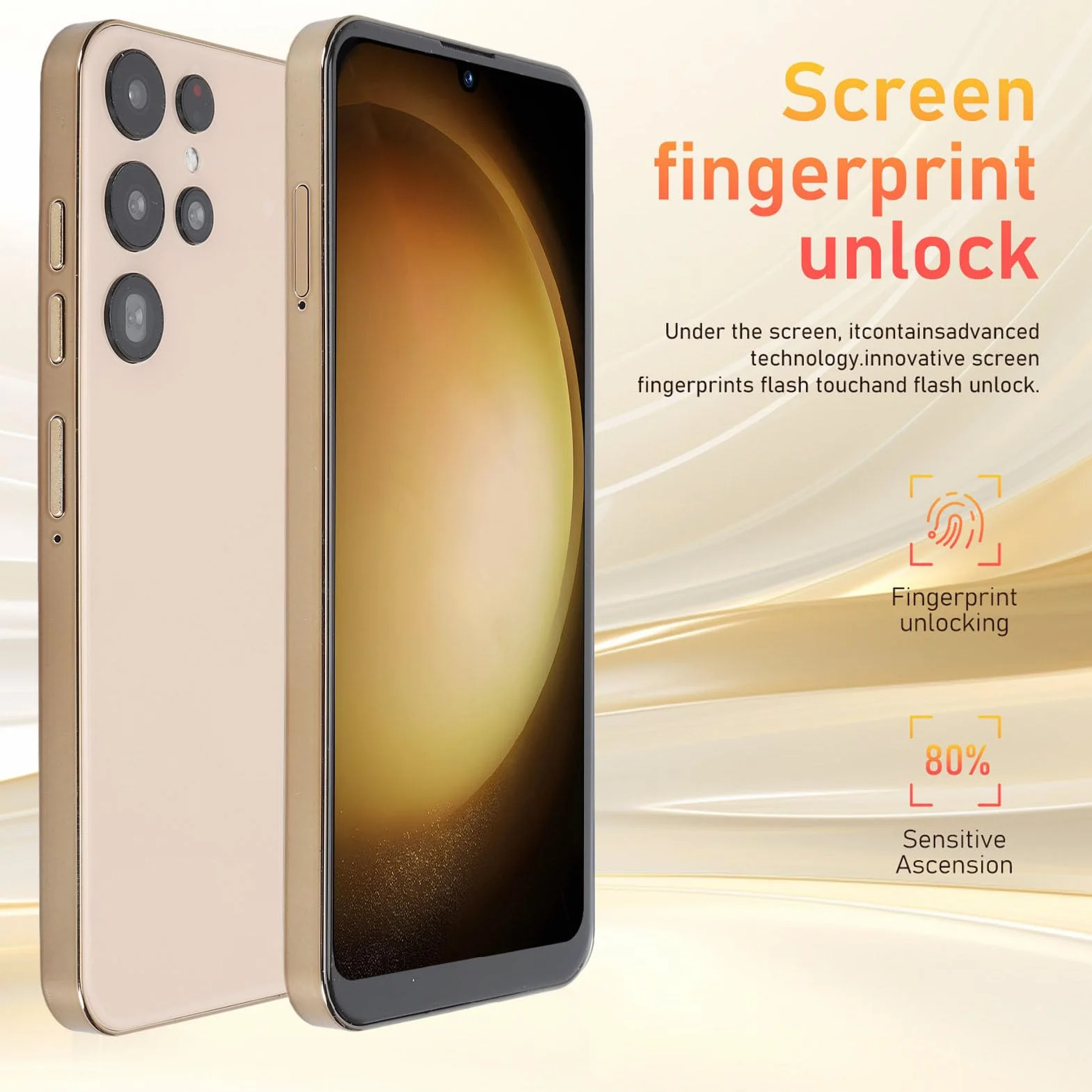 Cuifati 6,26 Cala Telefon Komórkowy, 4 GB RAM 64 GB ROM, 16MP AI Camera, Metalowa Konstrukcja Ramy, Bateria 5800 MAh, rozdzielczość 720x1600, Odblokowanie Twarzy, Smartfon na 8.1 z (GOLD)
