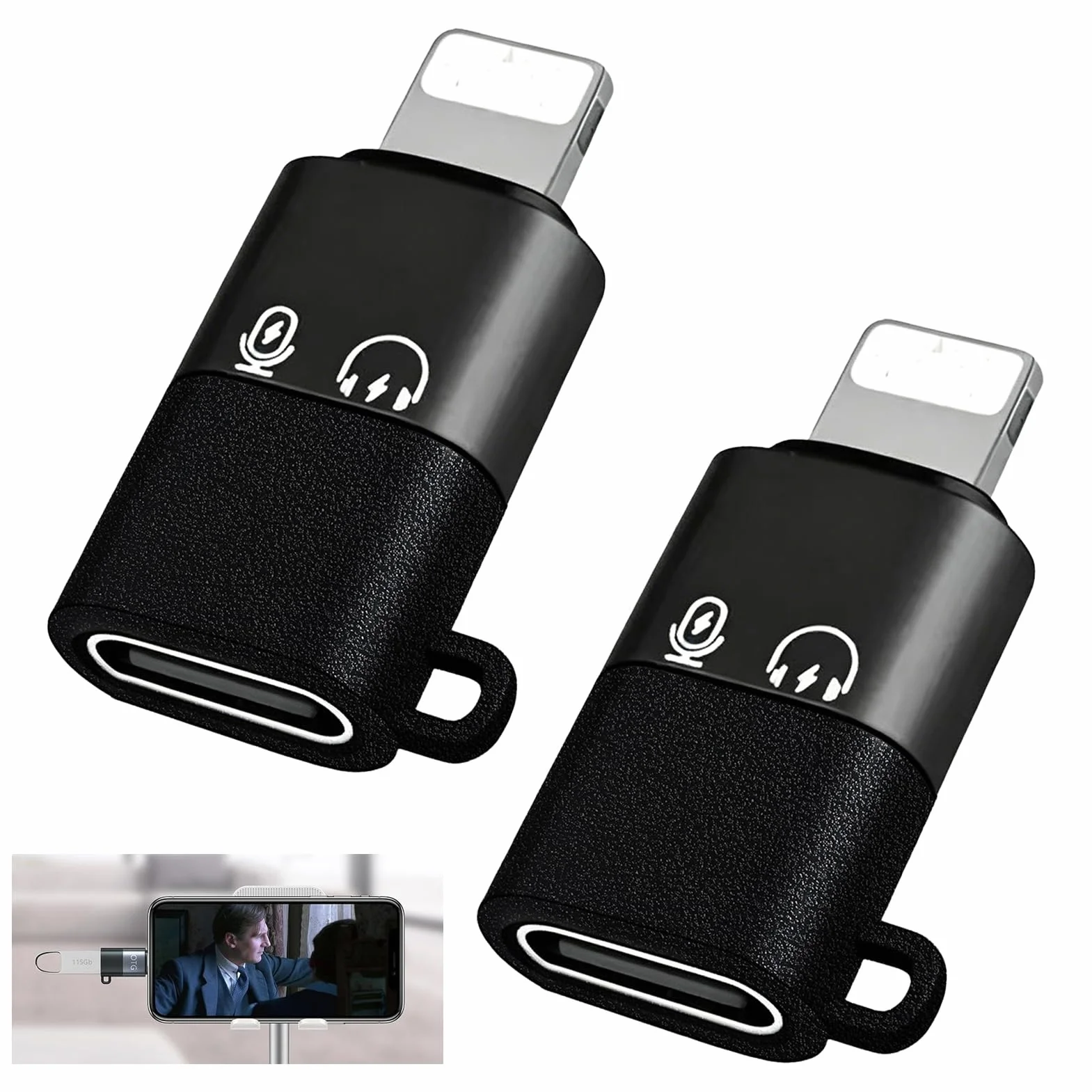 2 sztuki kompatybilny z DJI Mic Mini USB C na Lighting Adapter, do iPhone 16/15 Auriculares Lightning a Tipo C Adaptador para la Transmisión de Datos y la Carga (Lightning a Tipo C Interfaz)