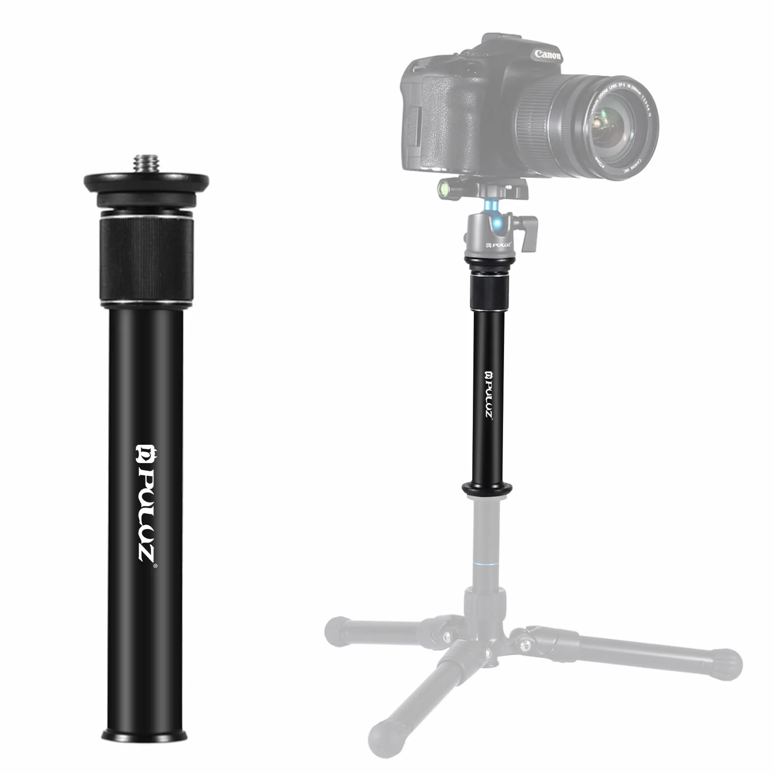 PULUZ Metalowy ręczny regulowany drążek przedłużający monopod do montażu na statywie do lustrzanek cyfrowych i lustrzanek