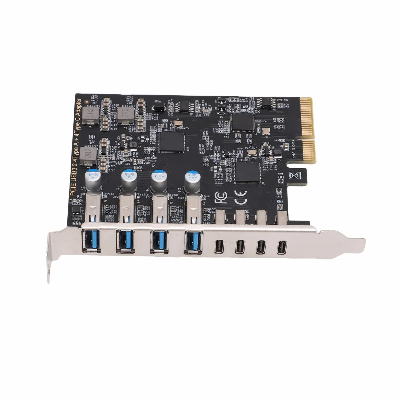 Jiawu Karta rozszerzeń PCI Express, 8-portowa Karta PCle USB 3.2 Gen 2, przepustowość 10 Gb/s dla Entuzjastów Gier