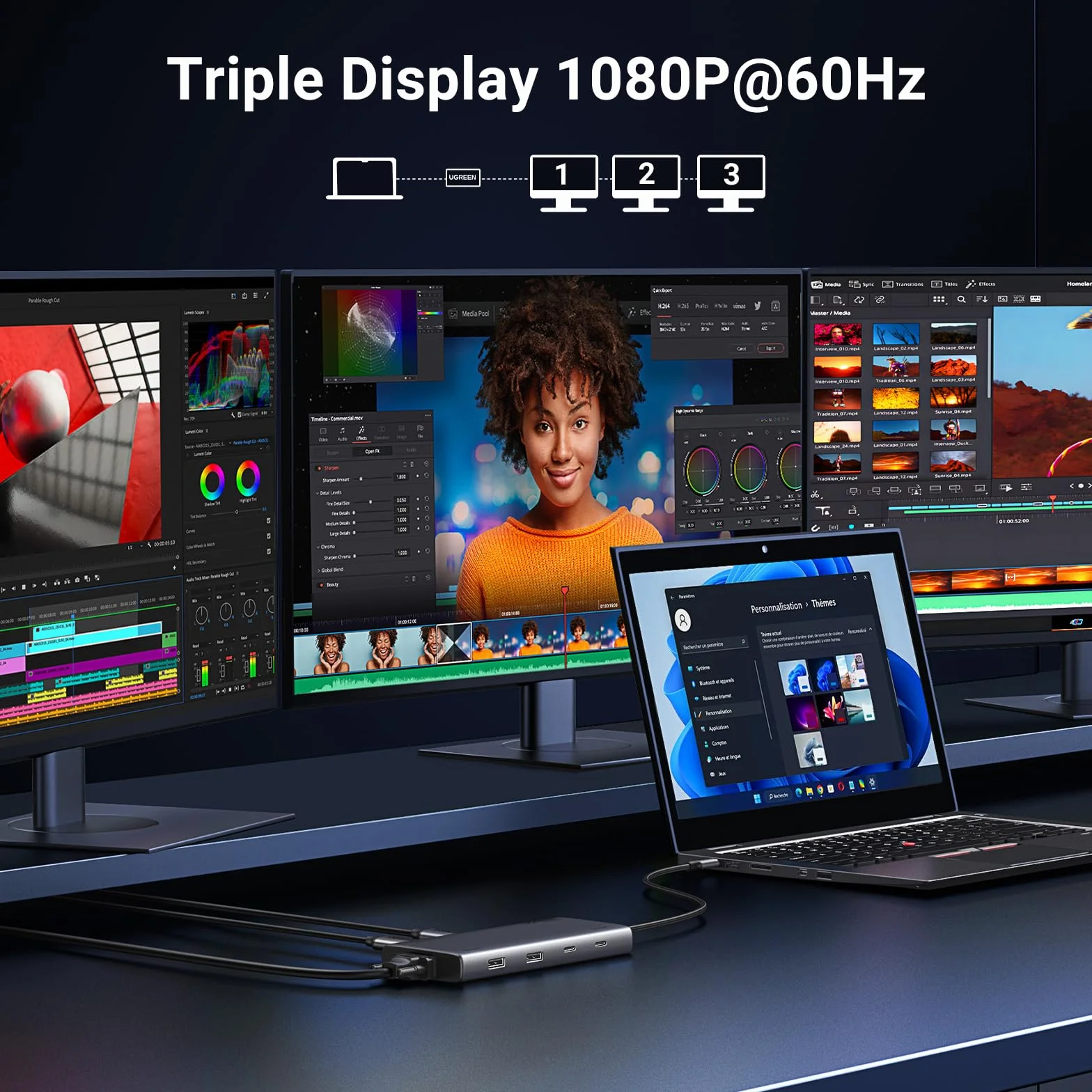 UGREEN Steam Deck Dock Stacja dokująca 9 w 1 4K@60Hz HDMI 10Gbps USB Ports Regulowany stojak Kompatybilny z Steam Deck OLED, ASUS ROG Ally, Lenovo Legion Go, MSI Claw, iPad Air/Pro, MacBook itp.