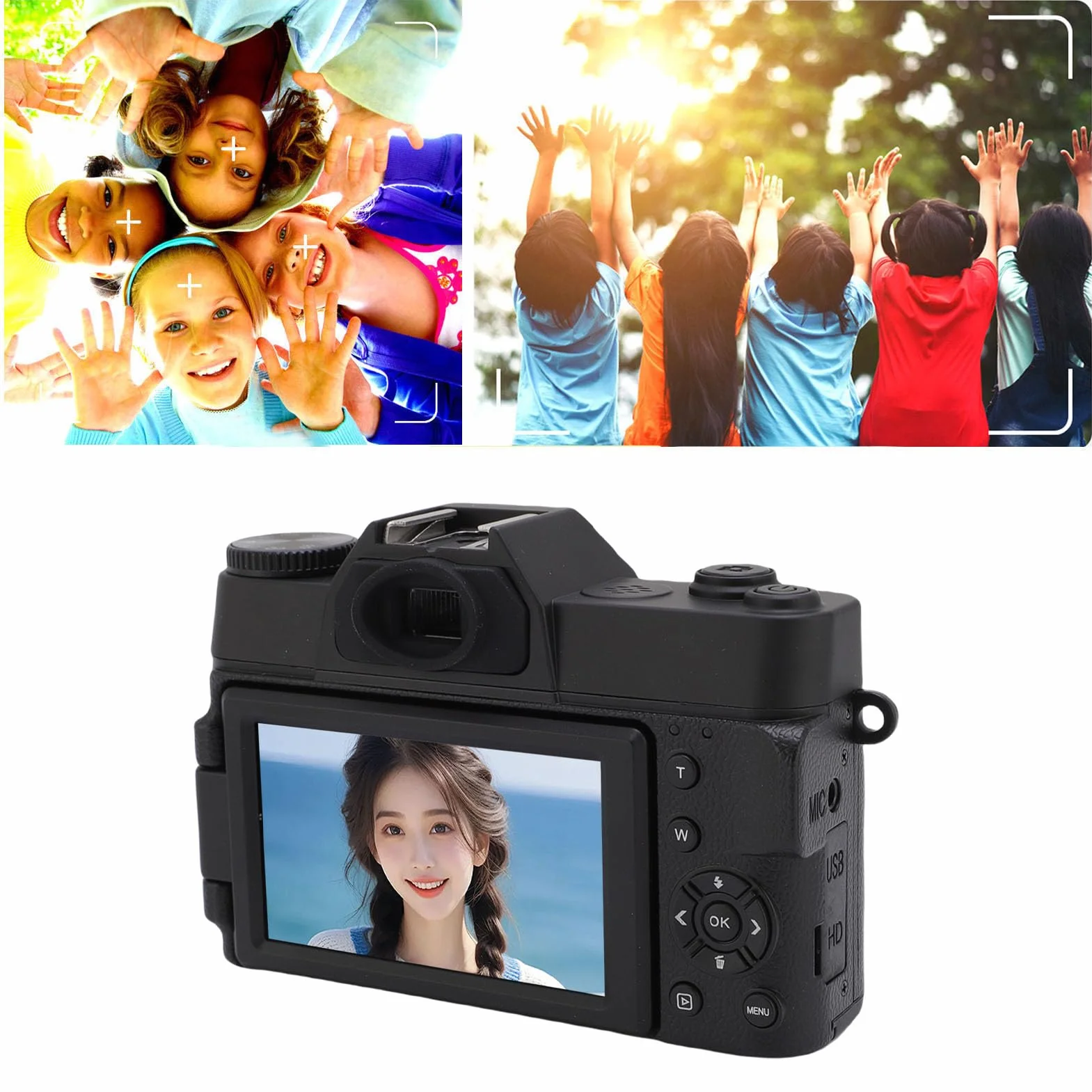 6K Aparat Cyfrowy do Fotografii, 64MP Wi -Fi Autofocus Video Camara z Ekranem Klapki 180 °, 16x Zoom, Kompaktowa Konstrukcja do Podróży, Karta Pamięci 32 GB
