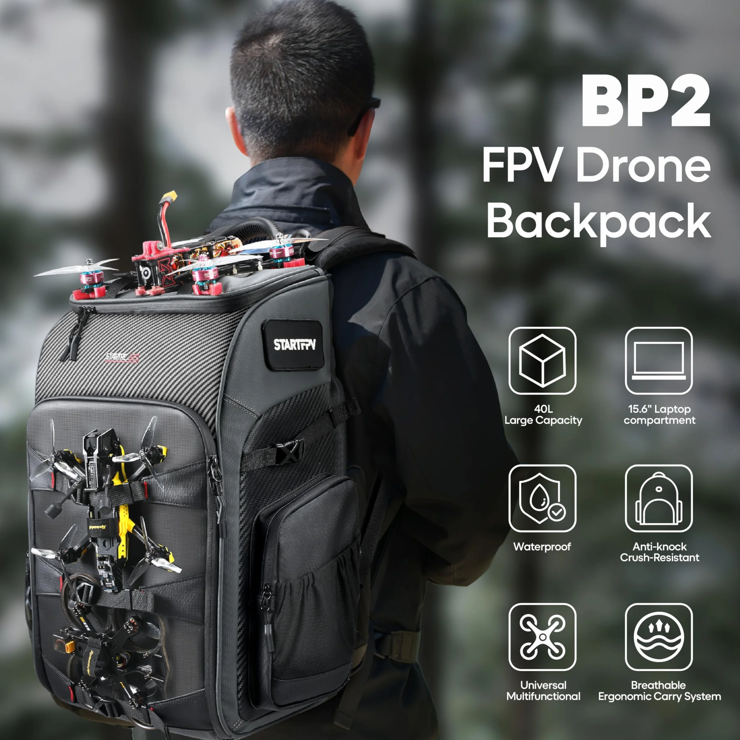 FPV plecak do dronów, profesjonalna, wodoszczelna torba na ramię do quadcopterów FPV Racing Quadcopter/okularów FPV/DJI Avata/FPV akcesoria, torba na aparat DIY 40 l