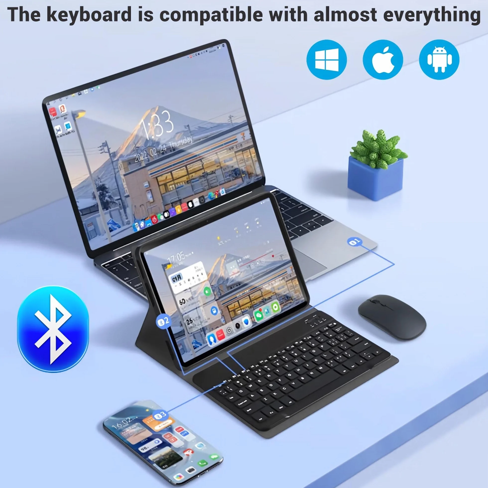 Etui z klawiaturą do Samsung Galaxy Tab S11 Ultra (14,6") SM-X930 / SM-X936B, klawiatura Bluetooth z bezprzewodową myszą, ochronna osłona z podstawką