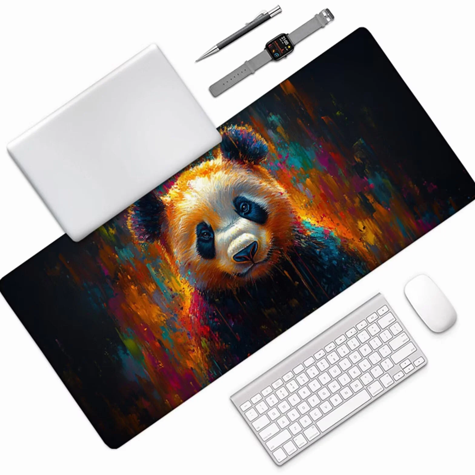 Graffiti Podkładka pod mysz XXL, duża podkładka pod biurko 1200 x 600 x 3 mm panda, podkładka pod mysz o wysokiej precyzji i szybkości, mata biurowa z gumową podstawą, akcesoria do gier, do laptopa G