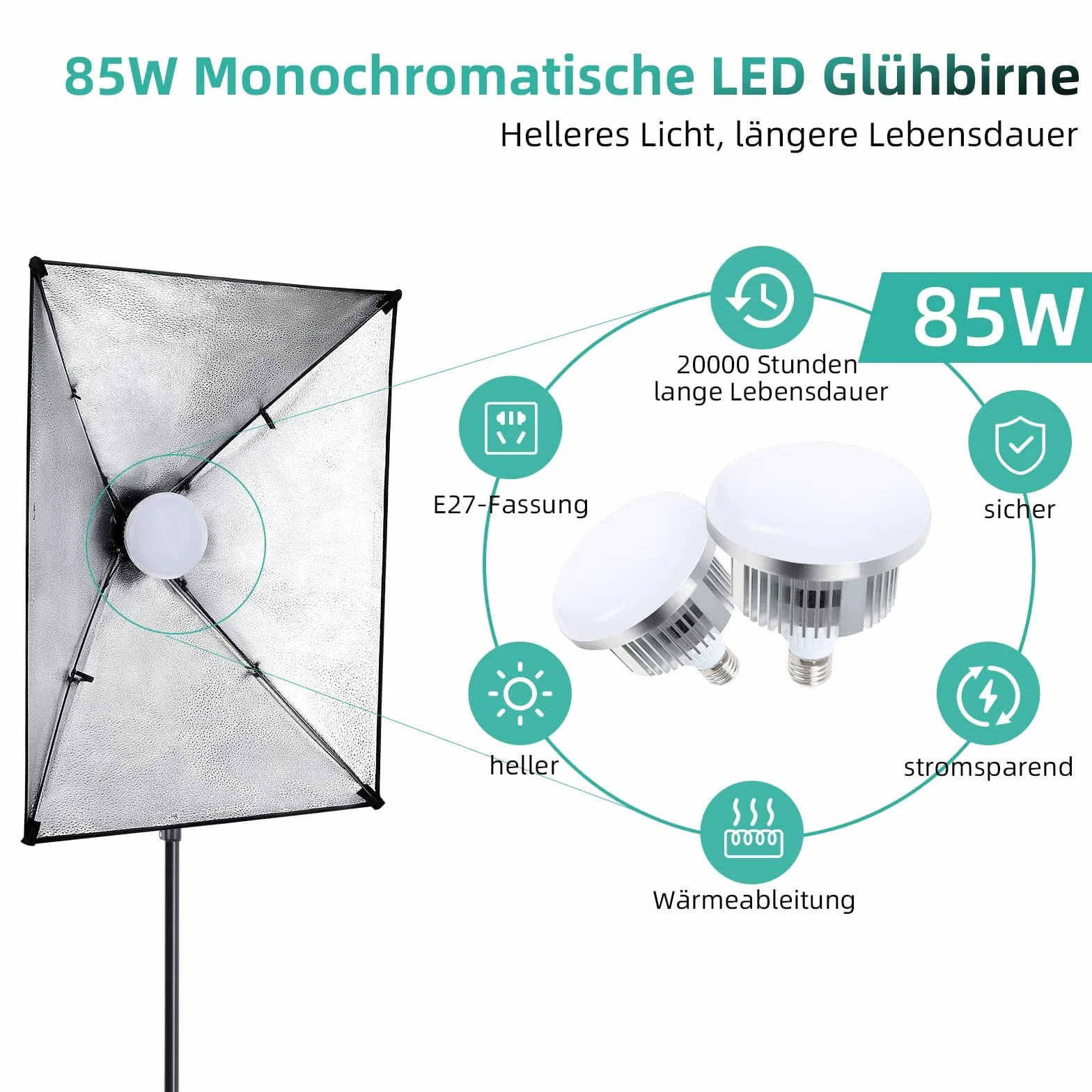 FGEN, 2X135W 2X85W LED (światło monochromatyczne) Zestaw softbox studia fotograficznego, bawełna 2,6mx3m, 2x50x70cm Oświetlenie fotograficzne, parasole, worek z piaskiem i zestaw do zdjęć studyjnych
