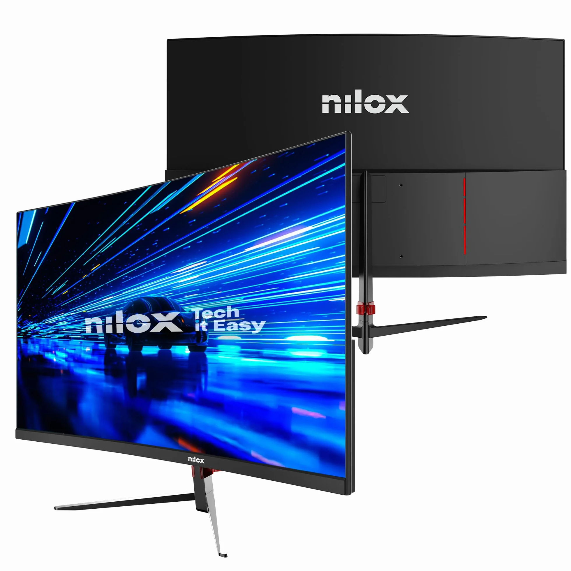 Nilox Zakrzywiony monitor do gier NXM27CRV2001, Full HD VA, częstotliwość 200 Hz, czas odpowiedzi 1 ms, połączenia HDMI/DP, obsługa VESA 100 × 100 mm