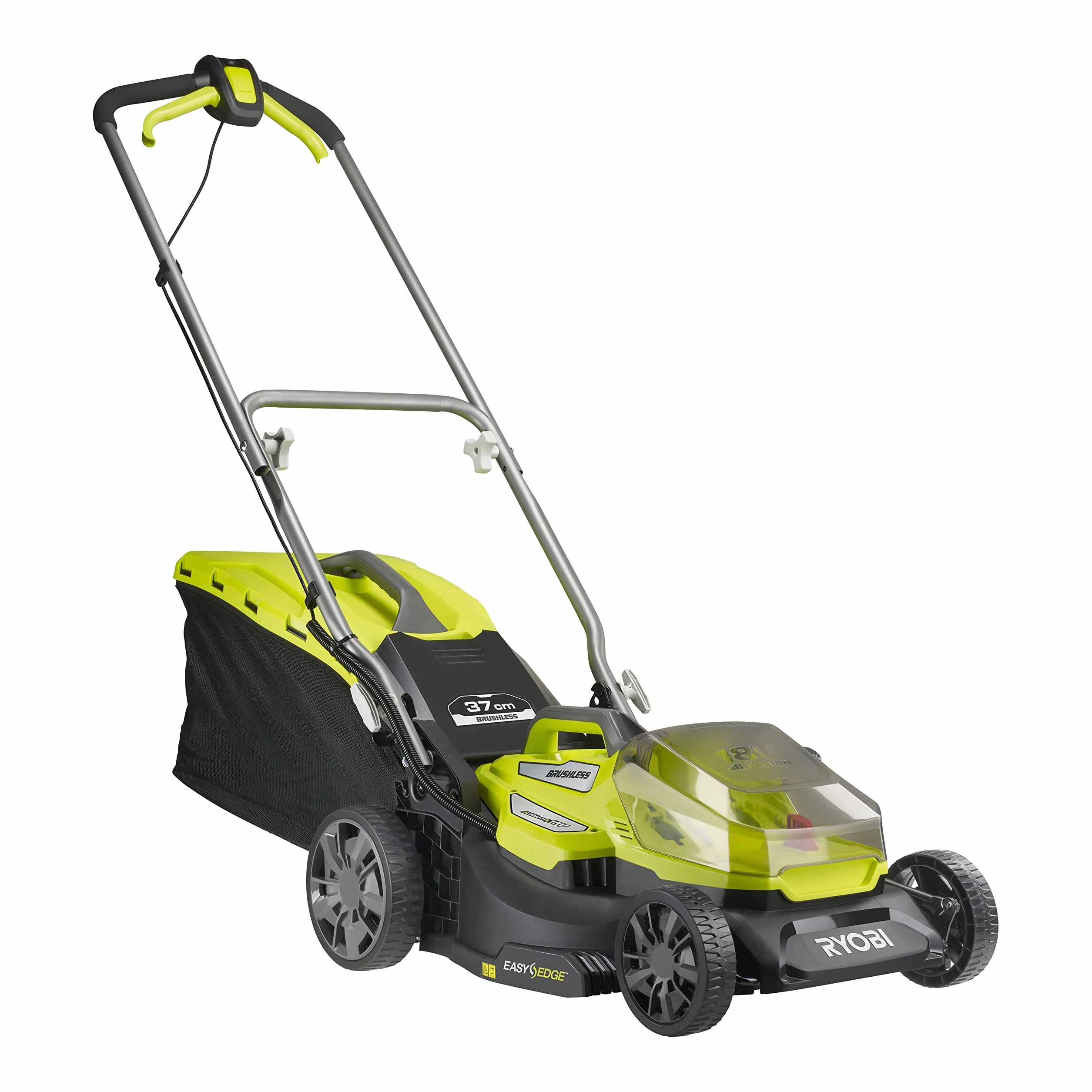 Ryobi Kosiarka 18V RY18LM37A-140, 37 cm Szerokości Koszenia, 6 Pozycyjna Regulacja Wysokości Koszenia, Kosz 45 L, Easyedge, 1x Akumulator 4 Ah, Ładowarka 2.0A