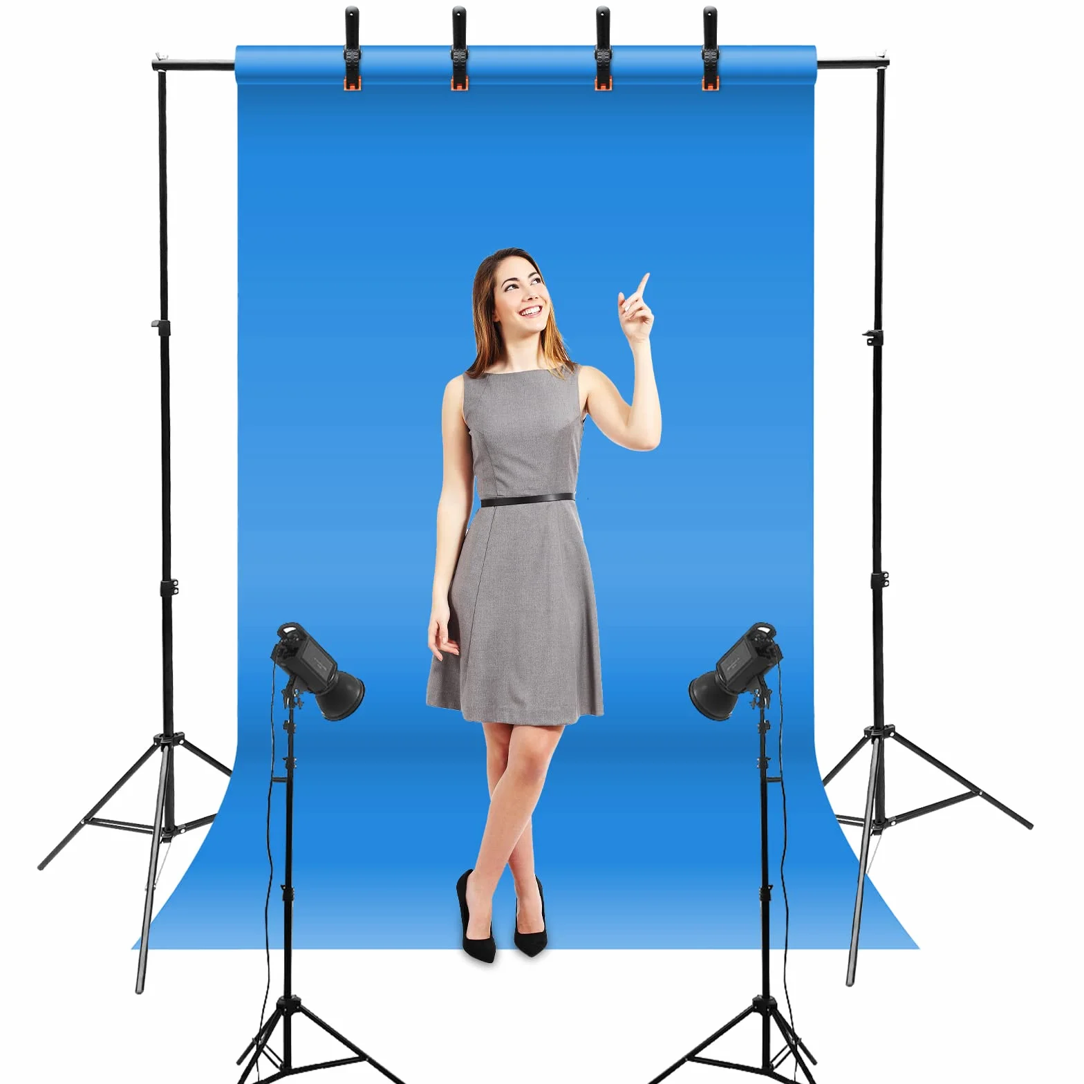 Relota Stojak na zdjęcia 200 cm x 300 cm, regulowany stojak na zdjęcia z 10 klipsami sprężynowymi, profesjonalny statyw do studia fotograficznego, fotografii portretowej, transmisji na żywo