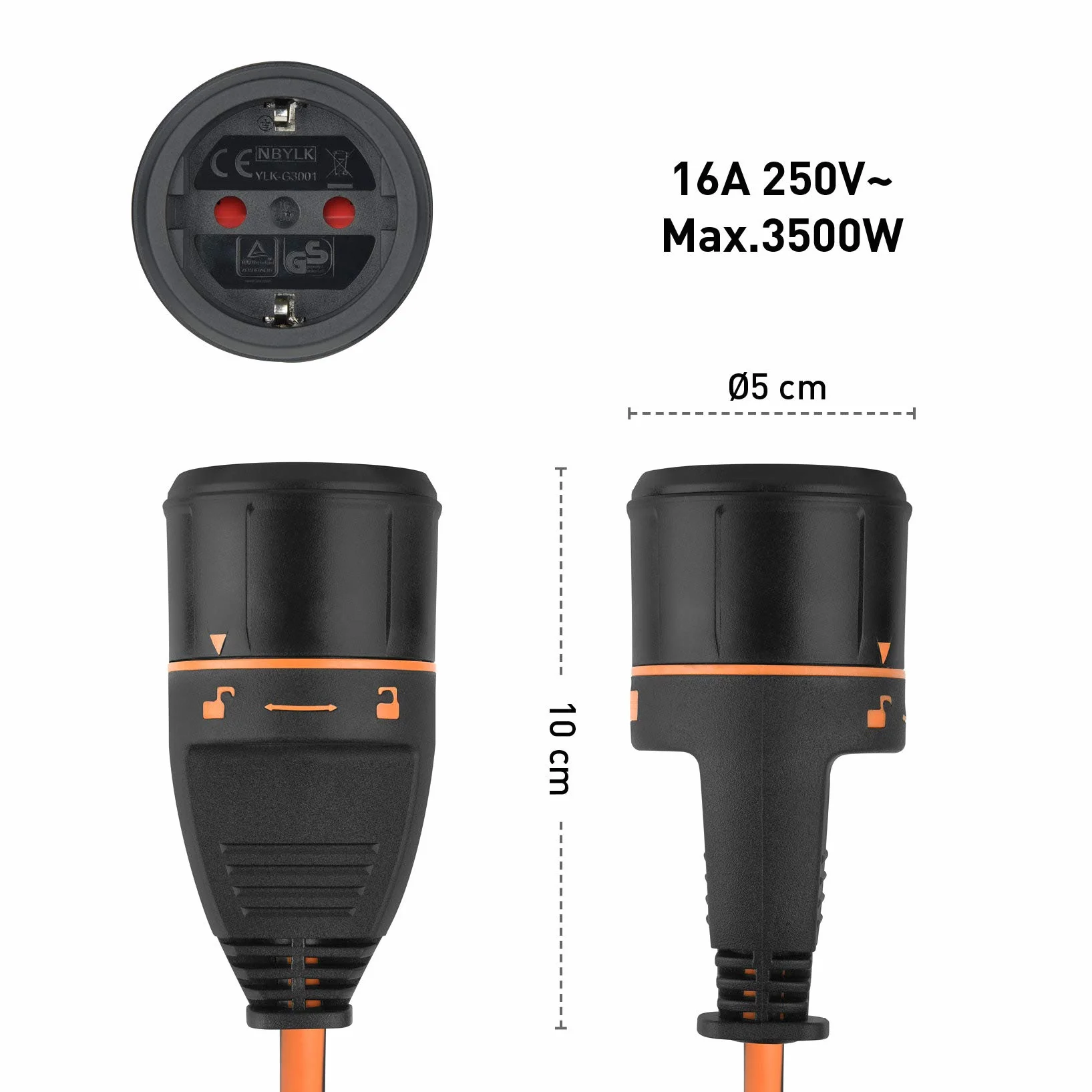 Electraline 01666 Przedłużacz 30 m 3G1.5 z gniazdem elektrycznym, system blokady przyłącza prądu, ponieważ zapobiega przypadkowemu odłączeniu podłączonego urządzenia podczas użytkowania