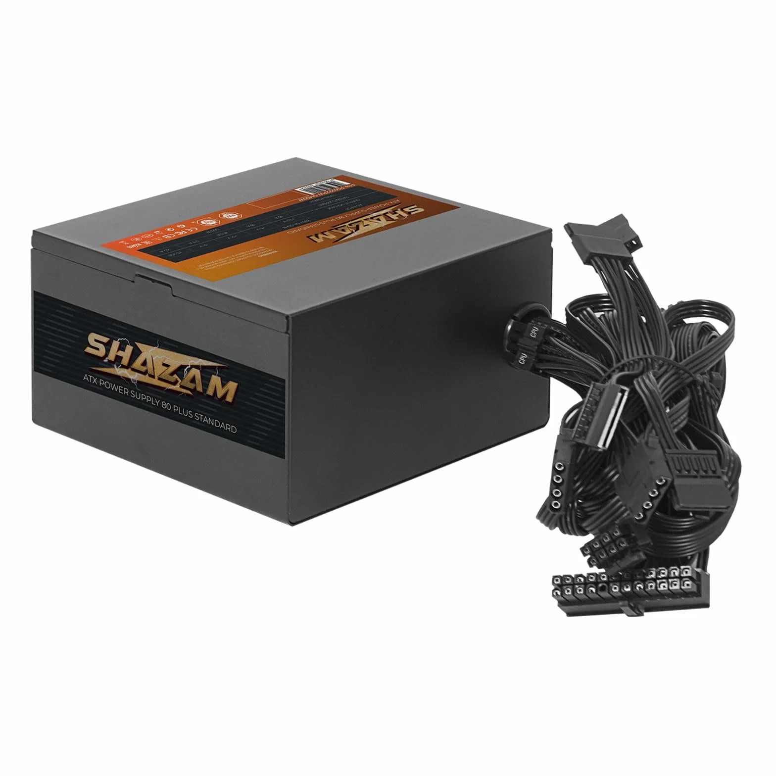 Noua Shazam 500W ATX PC zasilacz 500 W 80+ biały, DC do DC, cichy wentylator 120 mm, aktywny PFC, płaskie kable