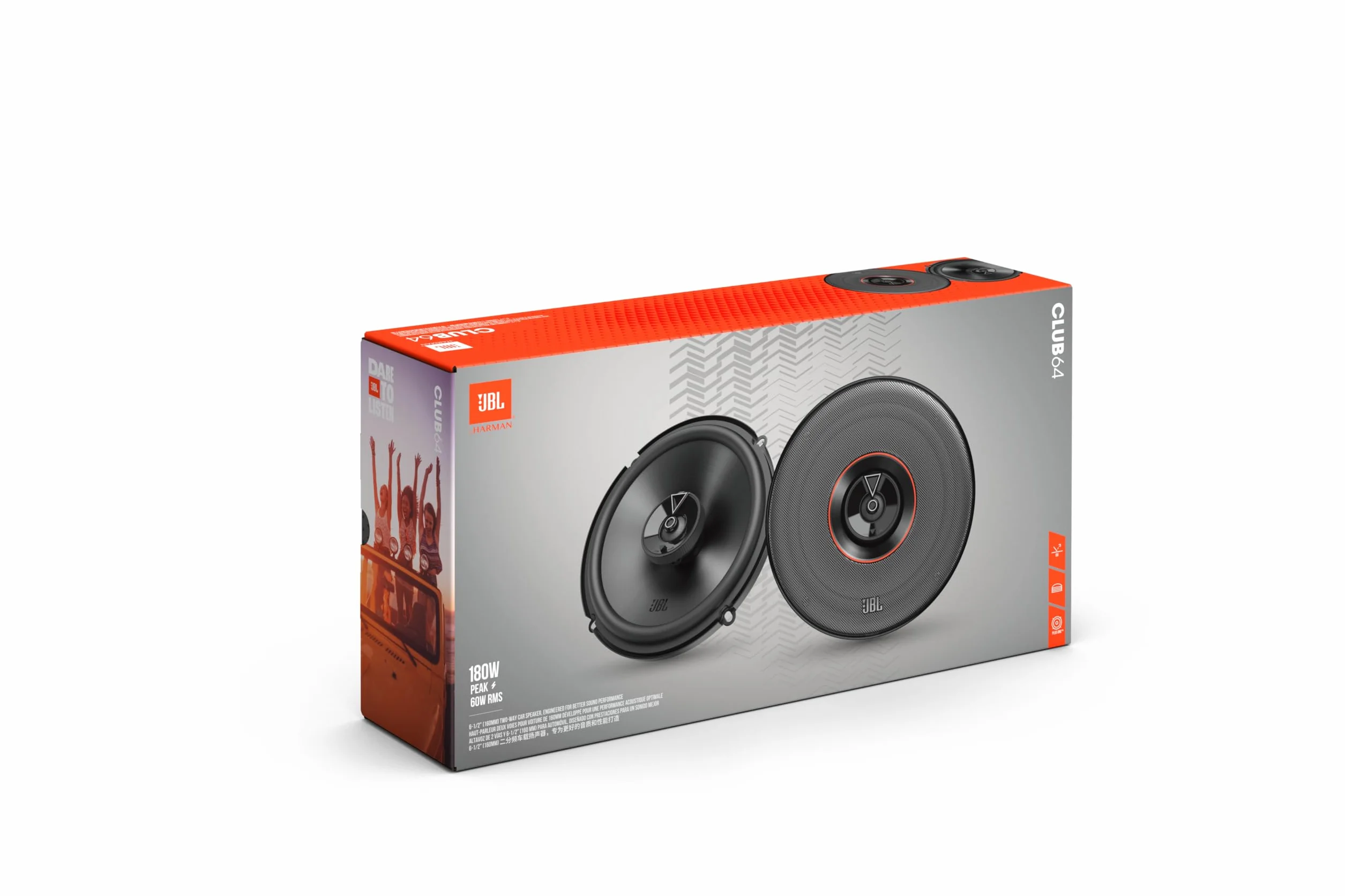 JBL Klub 64 Gen 3 - głośniki samochodowe 16,5 cm firmy Harman Kardon do modernizacji głośników samochodowych 165 mm - 180 W, wysoka czułość, głęboki bas i wyjątkowa reakcja wysokich częstotliwości