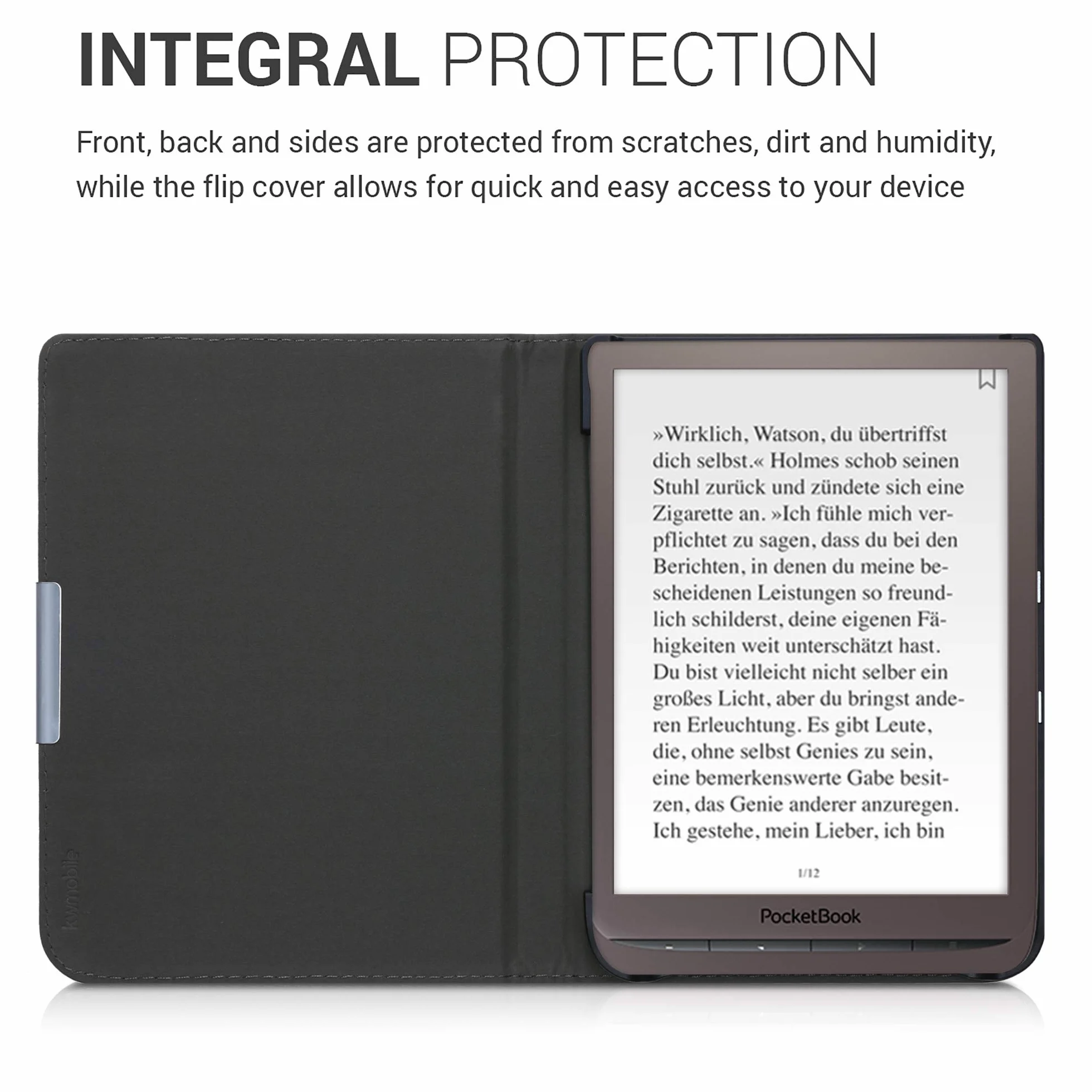 kwmobile, etui kompatybilne z Pocketbook InkPad 3/3 Pro/Color/Vivlio InkPad 3 - etui z tkaniny na eReader - niebieskie