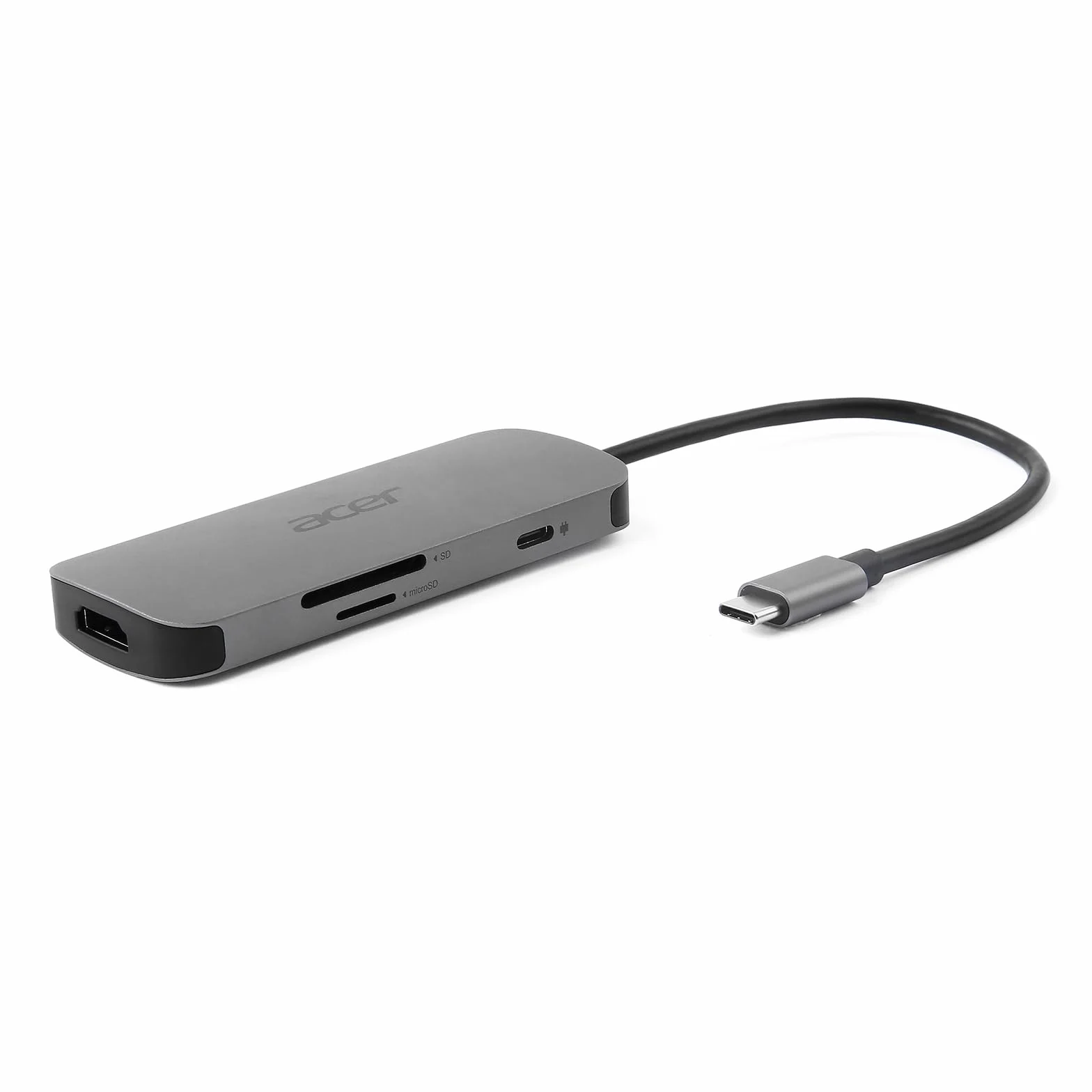 Acer Mini stacja dokująca 7 w 1 (USB typu C do 1 x USB typu C (w PD), 3 x USB 3.0, 1 x HDMI, 1 x czytnik kart SD, 1 x czytnik kart microSD), kolor srebrny