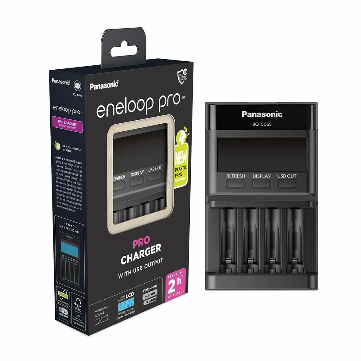 Panasonic Eneloop Pro PEPCHLCD Ładowarka Akumulatorów, Czarny, 4 x 7.5 x 13 cm