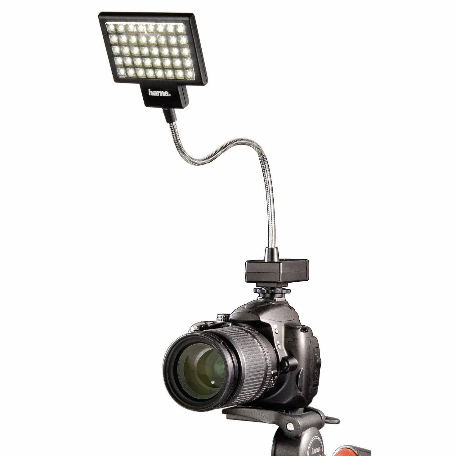 Hama Panel LED do zdjęć/wideo slim 40 do cyfrowych kamer wideo i fotografii z lampą błyskową, z elastycznym ramieniem, czarny
