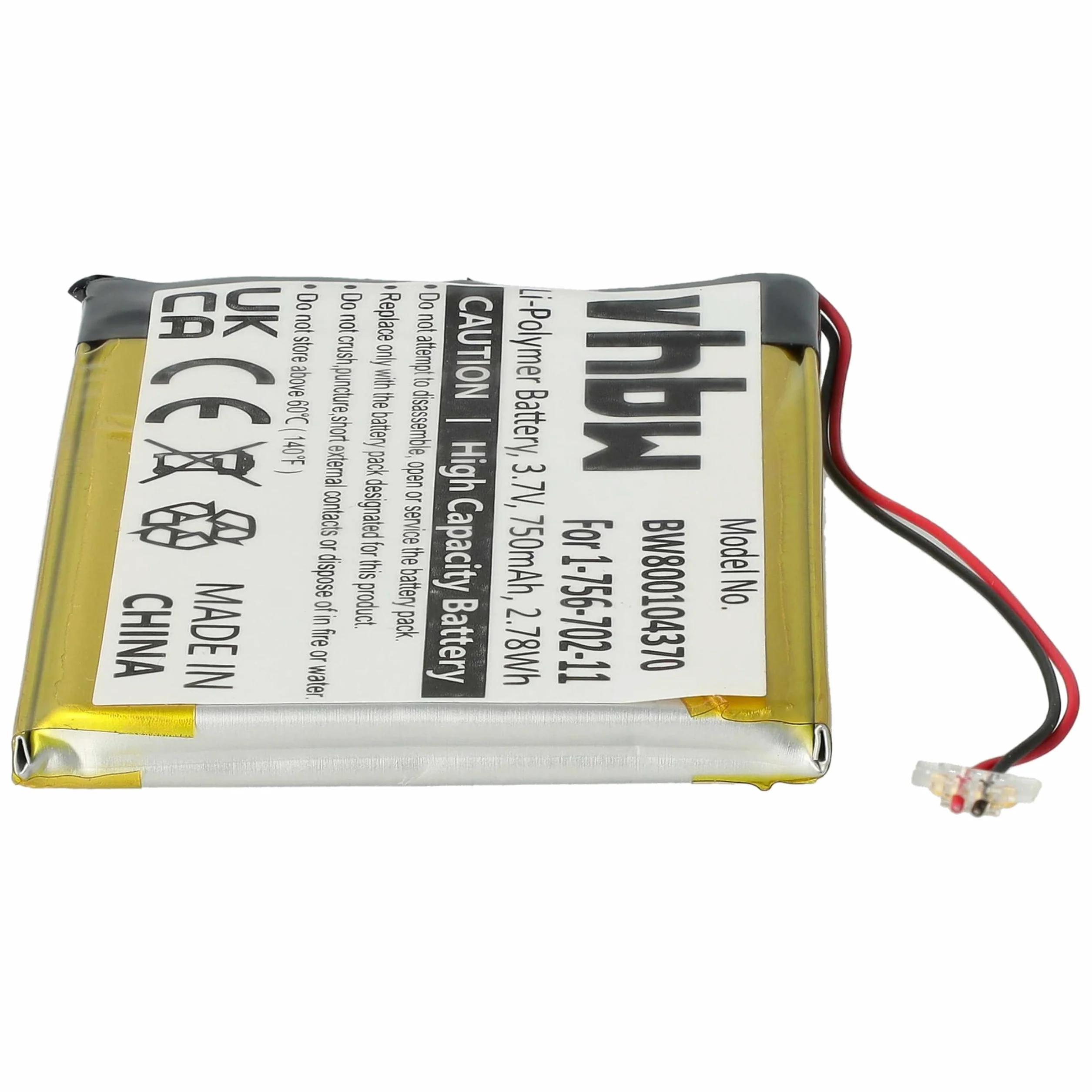 vhbw Bateria kompatybilna z Sony NWZ-A828, NWZ-A828KBLK, NWZ-A829, NWZ-A829BLK, NWZ-A845 odtwarzacz MP3 (750 mAh, 3,7 V, litowo-jonowy)