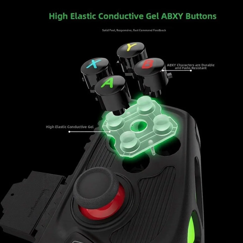 RiseNova Mobilny kontroler do gier z systemem Android i iOS, podwójny joystick do precyzyjnego sterowania, materiał ABS, ergonomiczny uchwyt na długie sesje, czarny