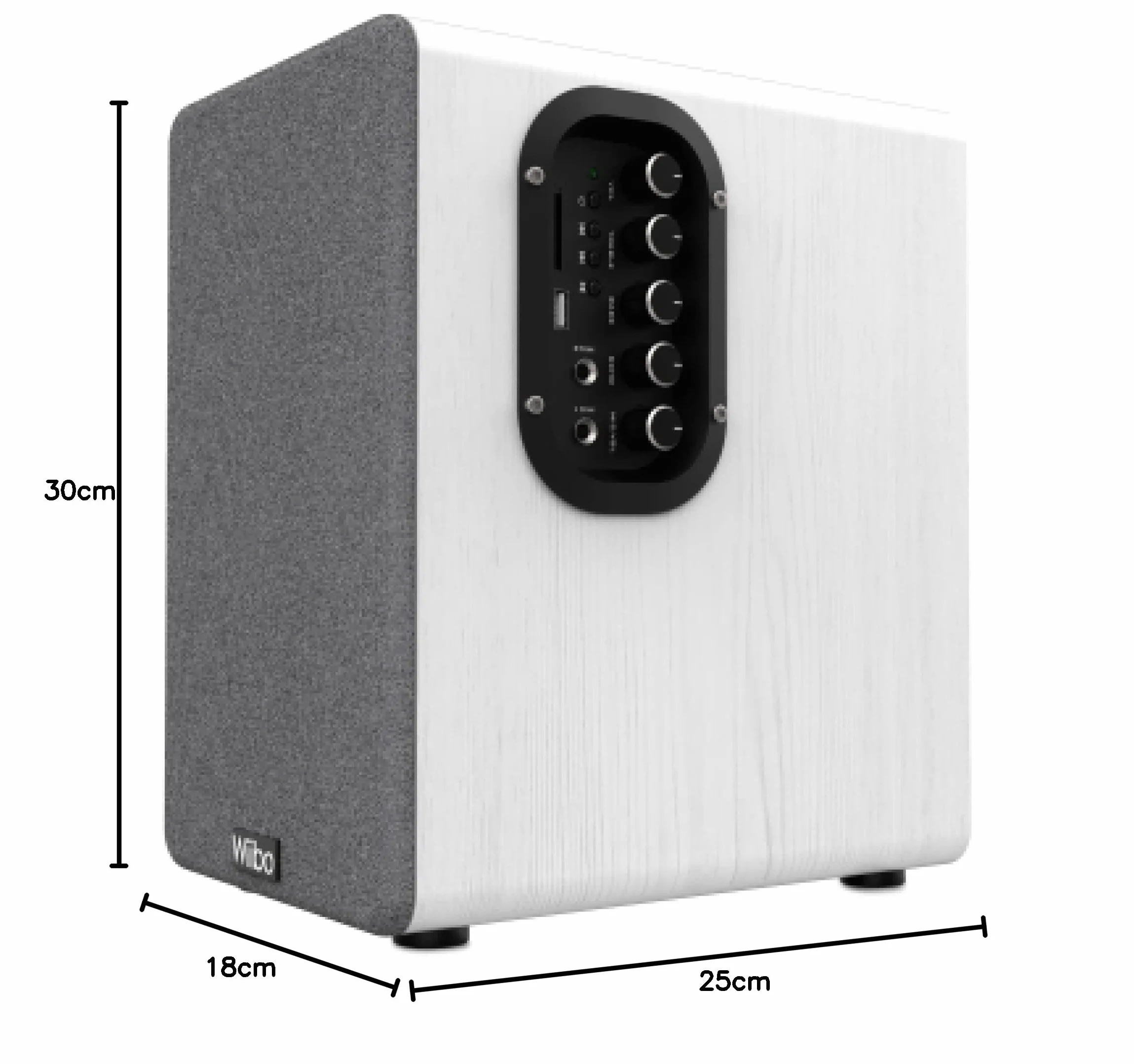 Wiibo Neo 100 - Przenośne głośniki Bluetooth Vintage - Inteligentne głośniki HiFi - Głośniki półki - Moc 100W - 250 mm x 180 mm x 300 mm - Biały
