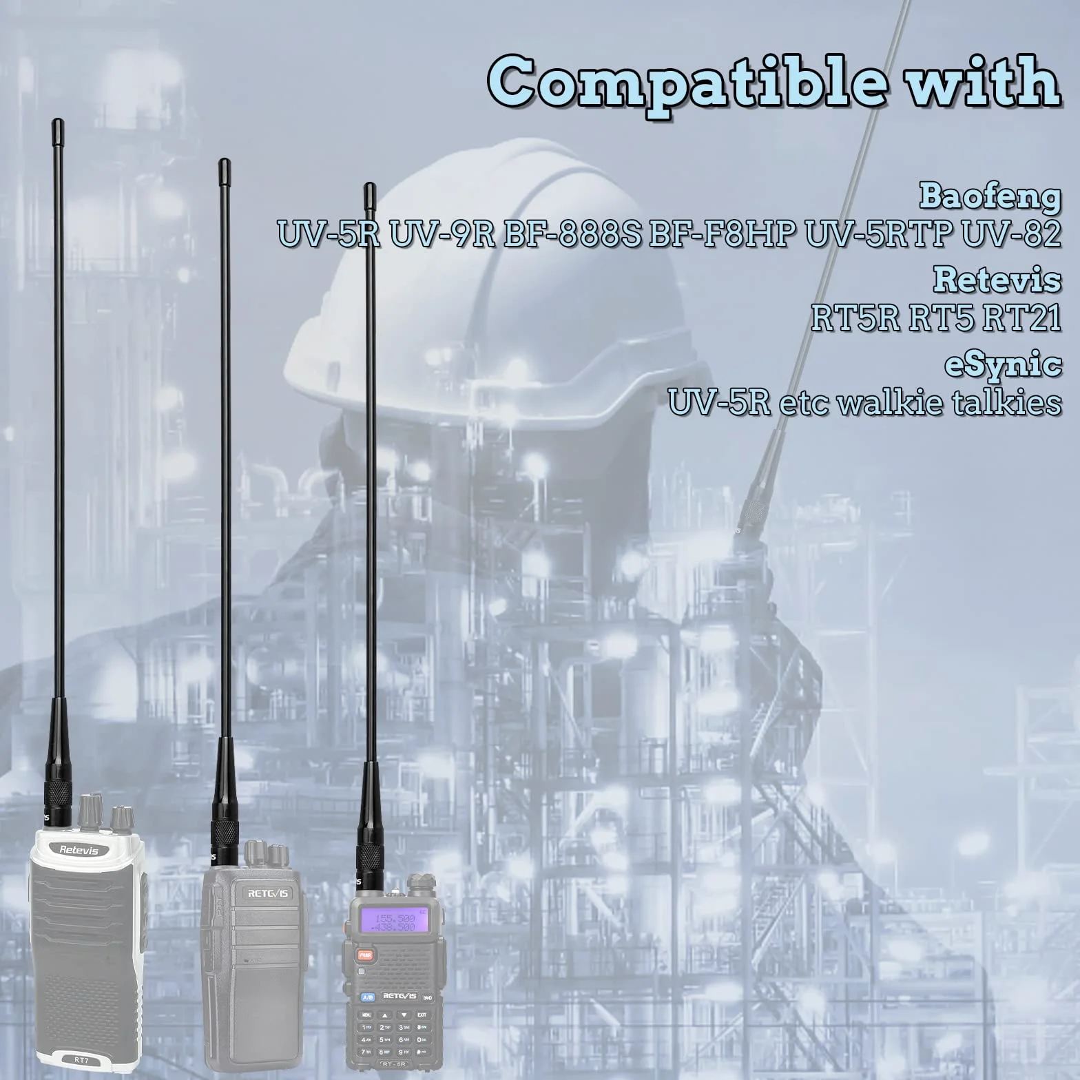 Retevis RHD771 antena walkie talkie SMA-F dwuzakresowa VHF UHF 144/430 kompatybilna z Baofeng UV-5RE UV-5R BF-888S UV-82