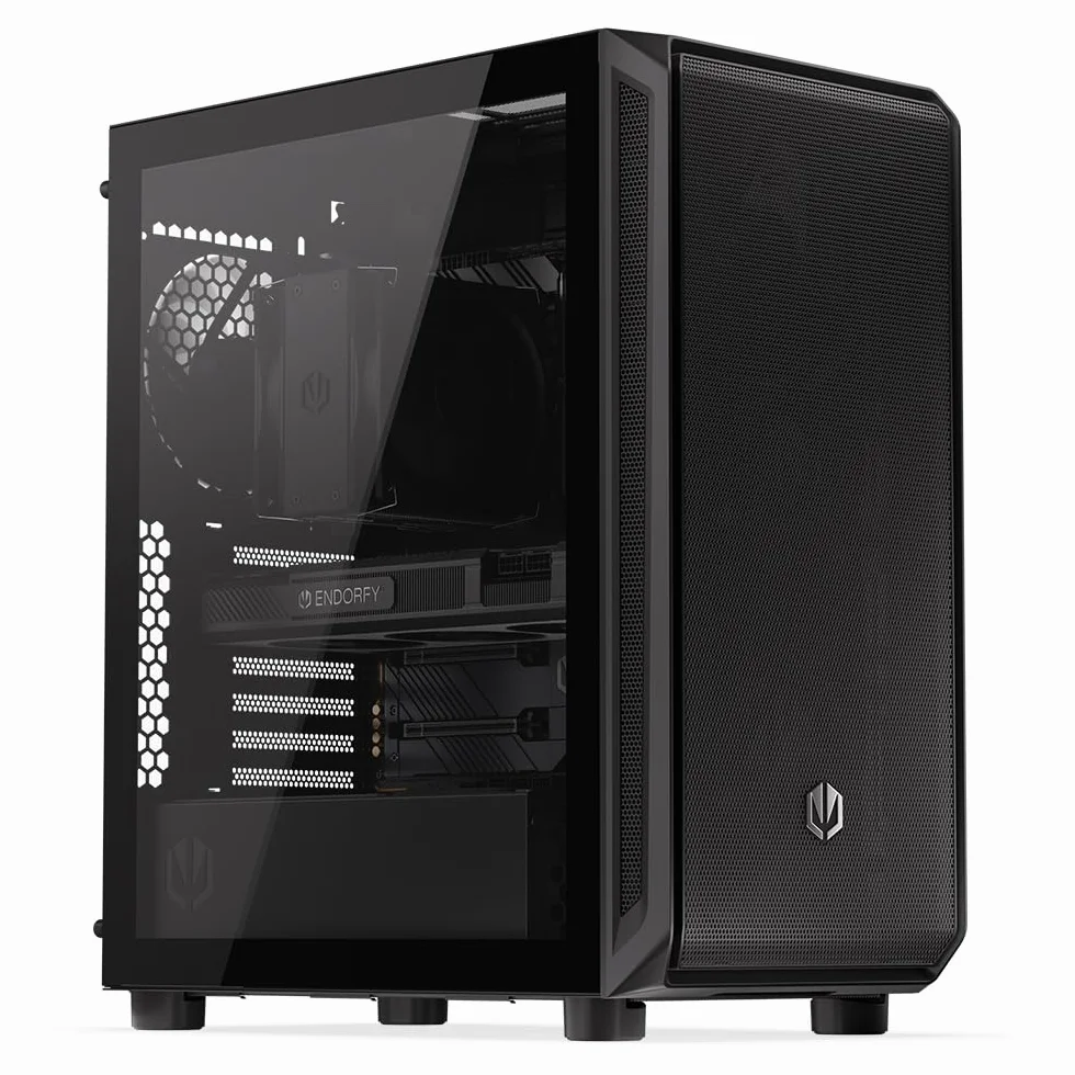 ENDORFY Arx 500 Air Obudowa PC ATX z Hartowanym Szkłem | 5x Stratus 140 PWM, Mesh Front i Top, USB C, Obsługa Chłodnic 360 mm, GPU do 350 mm, Czarna