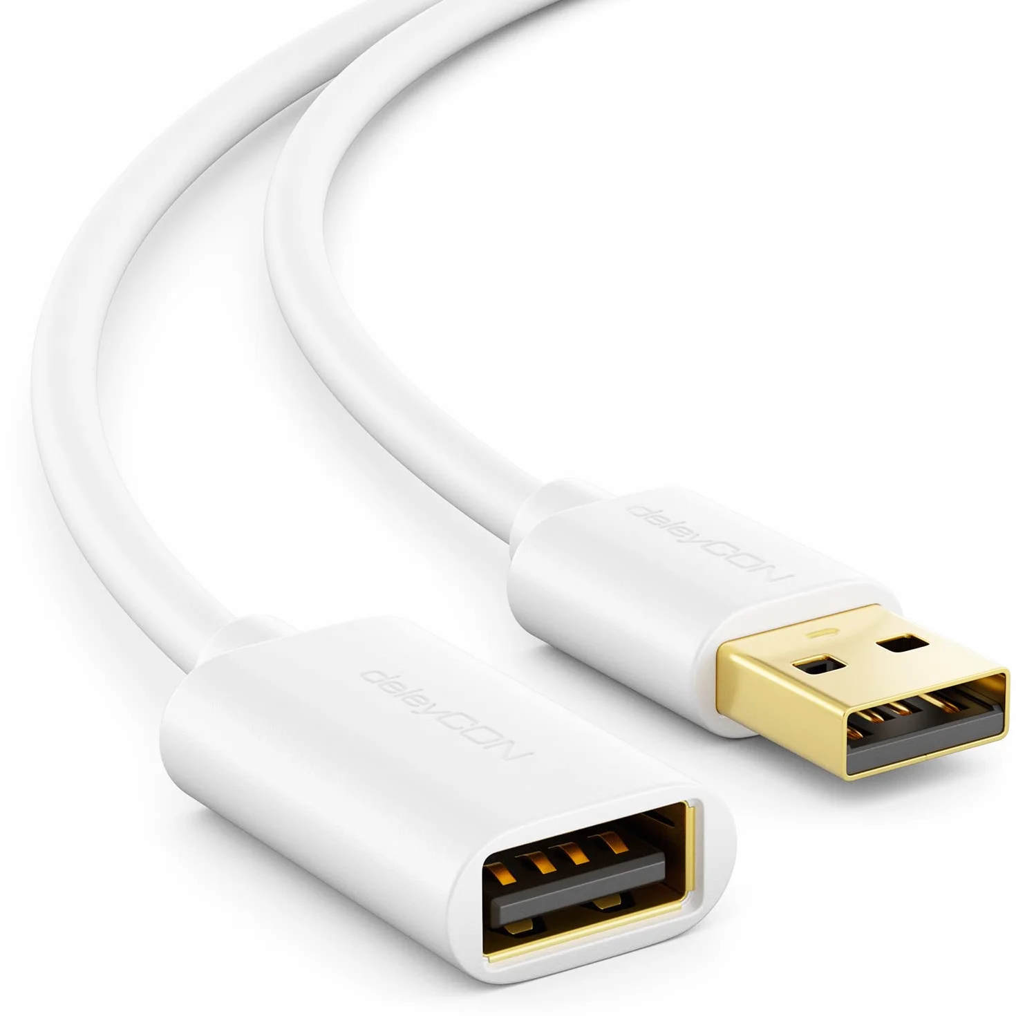 deleyCON 5m USB 2.0 High Speed Kabel Przedłużający USB Wtyk A na Gniazdo A - Biały
