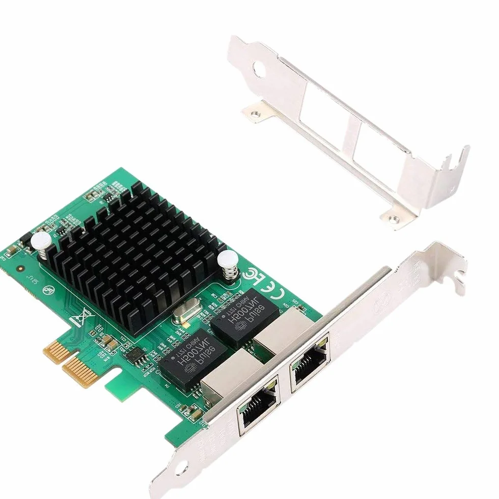 Karta sieciowa Gigabit Ethernet Pci-E 10/100/1000Mbps, Rj45 X2 Dual 2 Porty Pcie Server Interfejs LAN Karta Konwerter Adapter do Komputera PC Niski Wsparcie