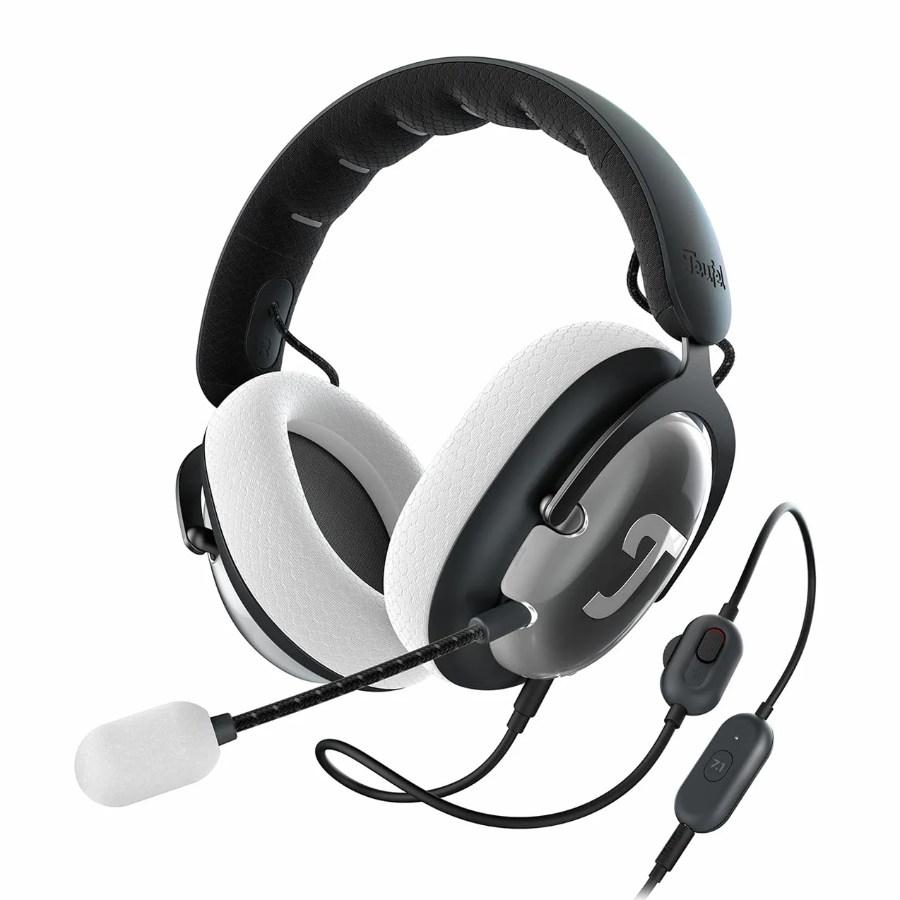 Teufel ZOLA słuchawki gamingowe z kartą dźwiękową USB 7.1, DTS Headphone:X® 2.0 Surround Sound, regulowane ramię mikrofonu z mikrofonem kondensatorowym HD, PC, wygodne dopasowanie – czarno-jasnoszare