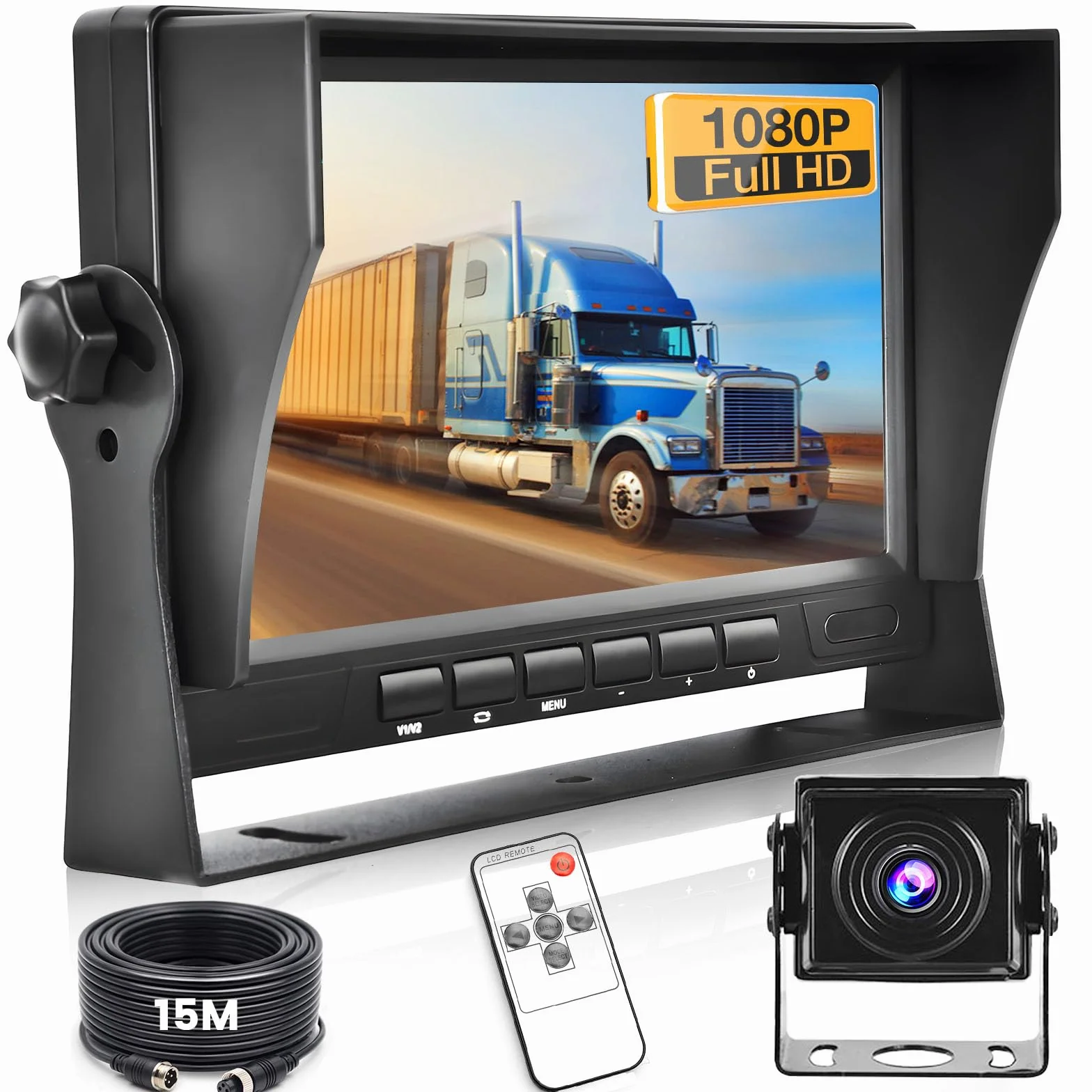 Hikity Zestaw kamery cofania FHD 1080p z 7-calowym monitorem LCD, szerokokątnymi kamerami cofania 170° Wodoodporna kamera IP69 z noktowizorem 18 IR do samochodu kempingowego/przyczepy kempingowej/cięż