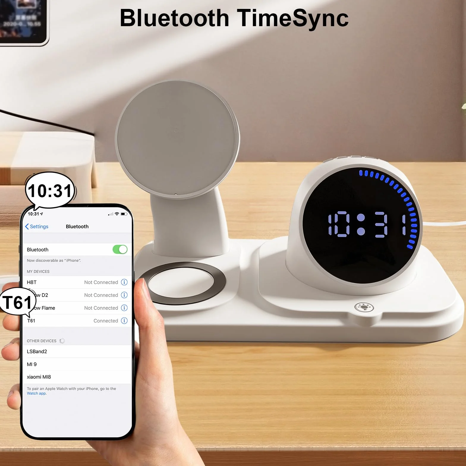 6 w 1 bezprzewodowa ładowarka do iPhone'a z głośnikiem Bluetooth, stacja szybkiego ładowania do iPhone'a 17/16/15/14/13/12/11/Pro/Max/Plus, do Apple Watch i AirPods