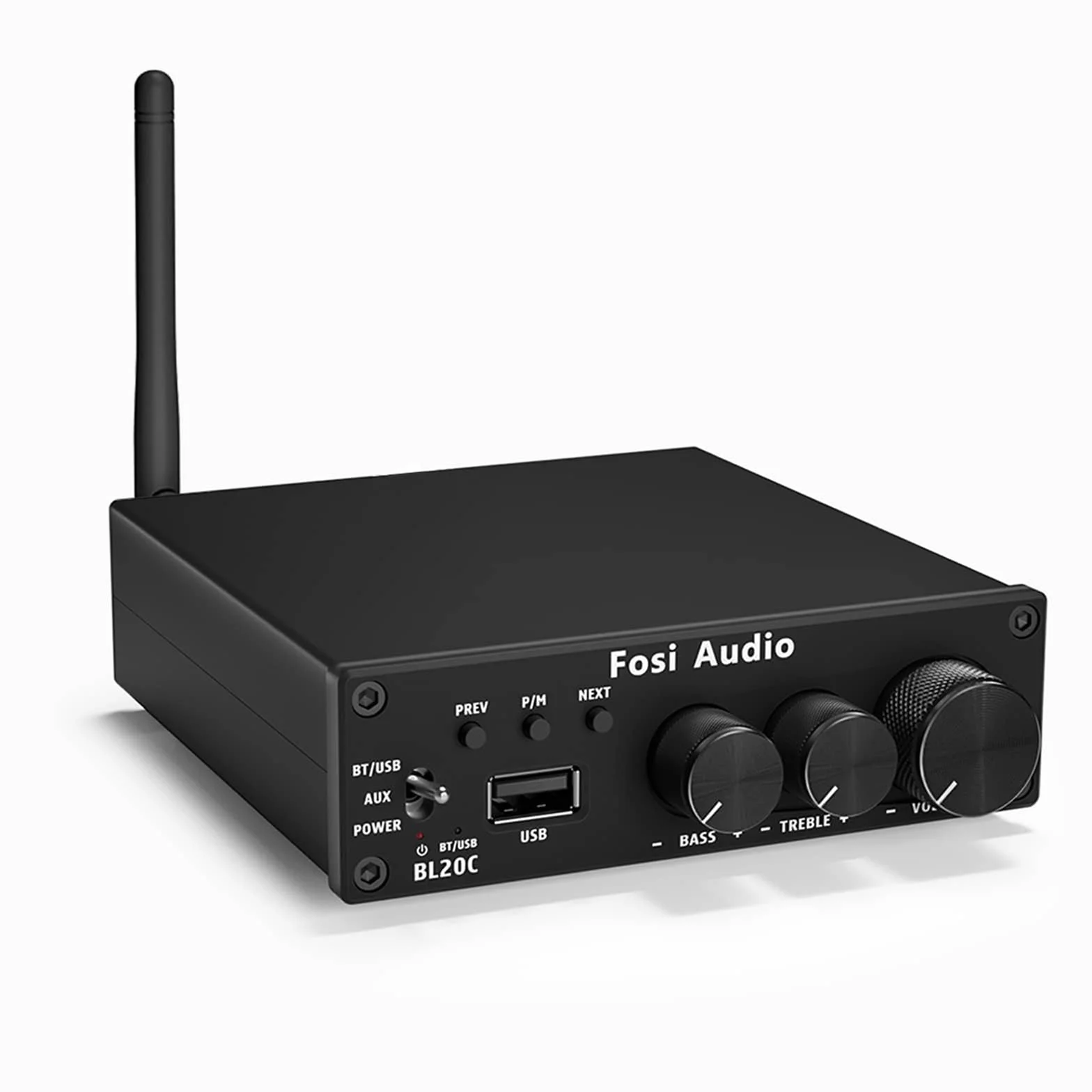 Fosi Audio BL20C 320 W Wzmacniacz odbiornika audio stereo Bluetooth 5.0 2.1 CH Mini Hi-Fi klasy D TDA7498E Wzmacniacz zintegrowany Odtwarzacz U-Disk do domowych głośników pasywnych Zasilany subwoofer